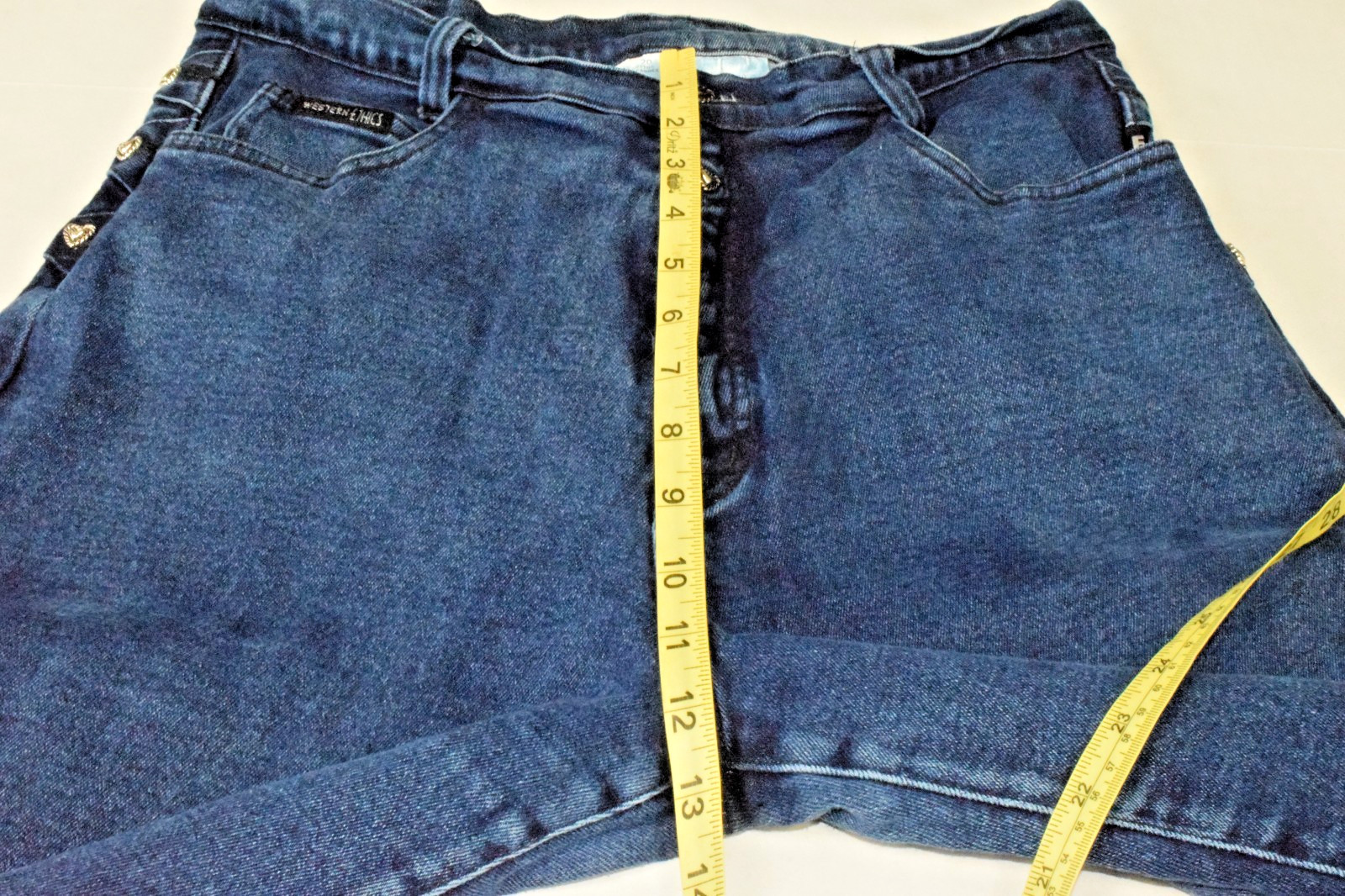 Vintage Jeans Western Ethics W32 L33 90s Blue Silver Heart Buttons High Waist