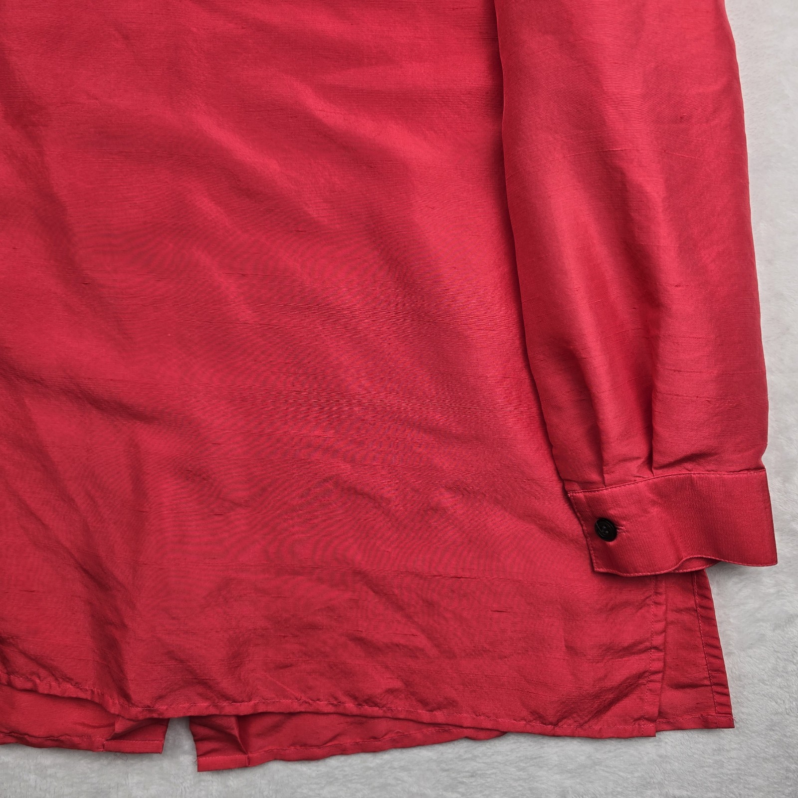 Vintage Joan Leslie Silk Blouse 14 Pink Fuchsia Long Sleeve Button-up Grannycore