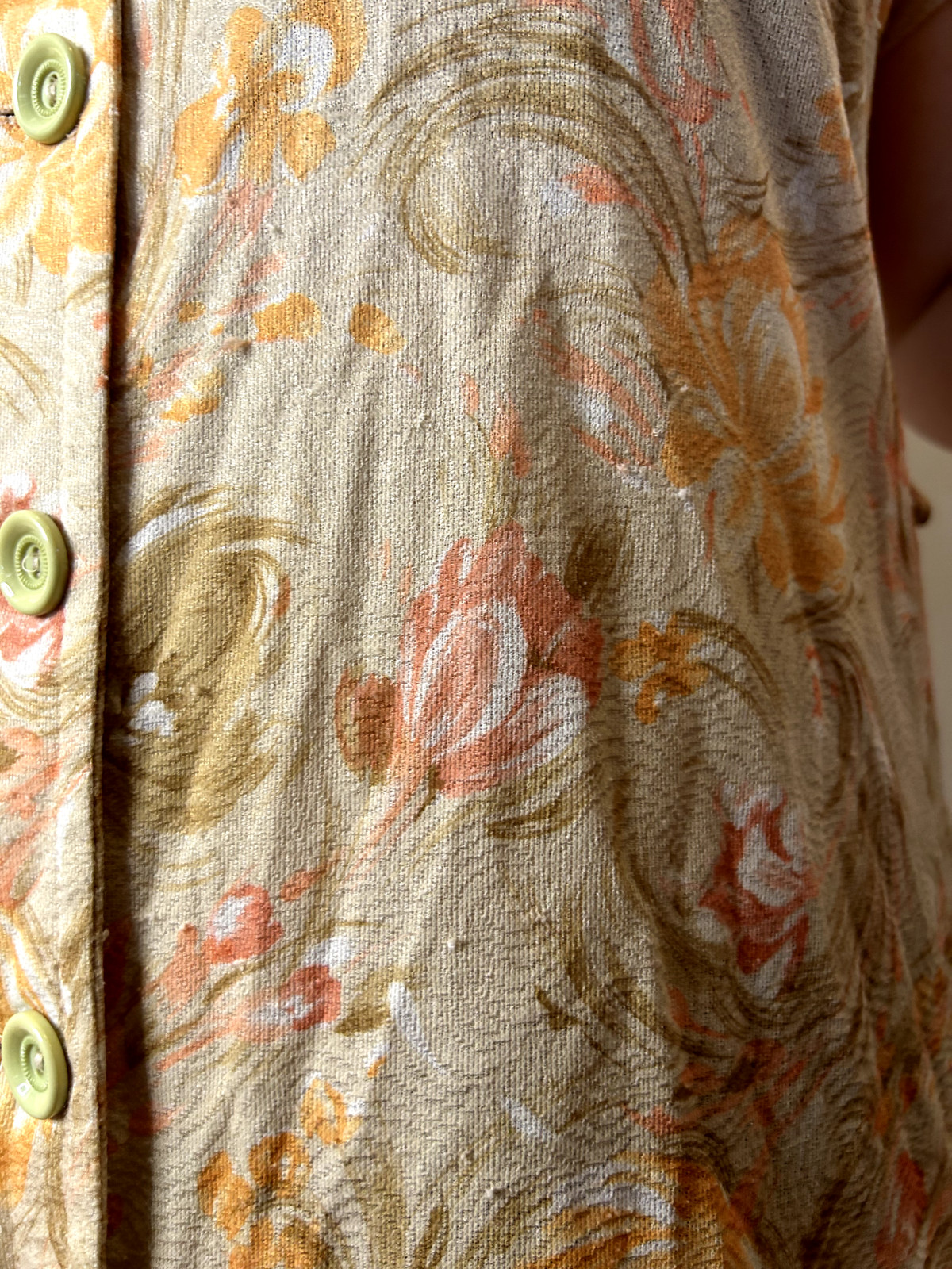 Vintage Australian 1970s Doratex Floral Shirtdress Button Down Pink Orange AU 14