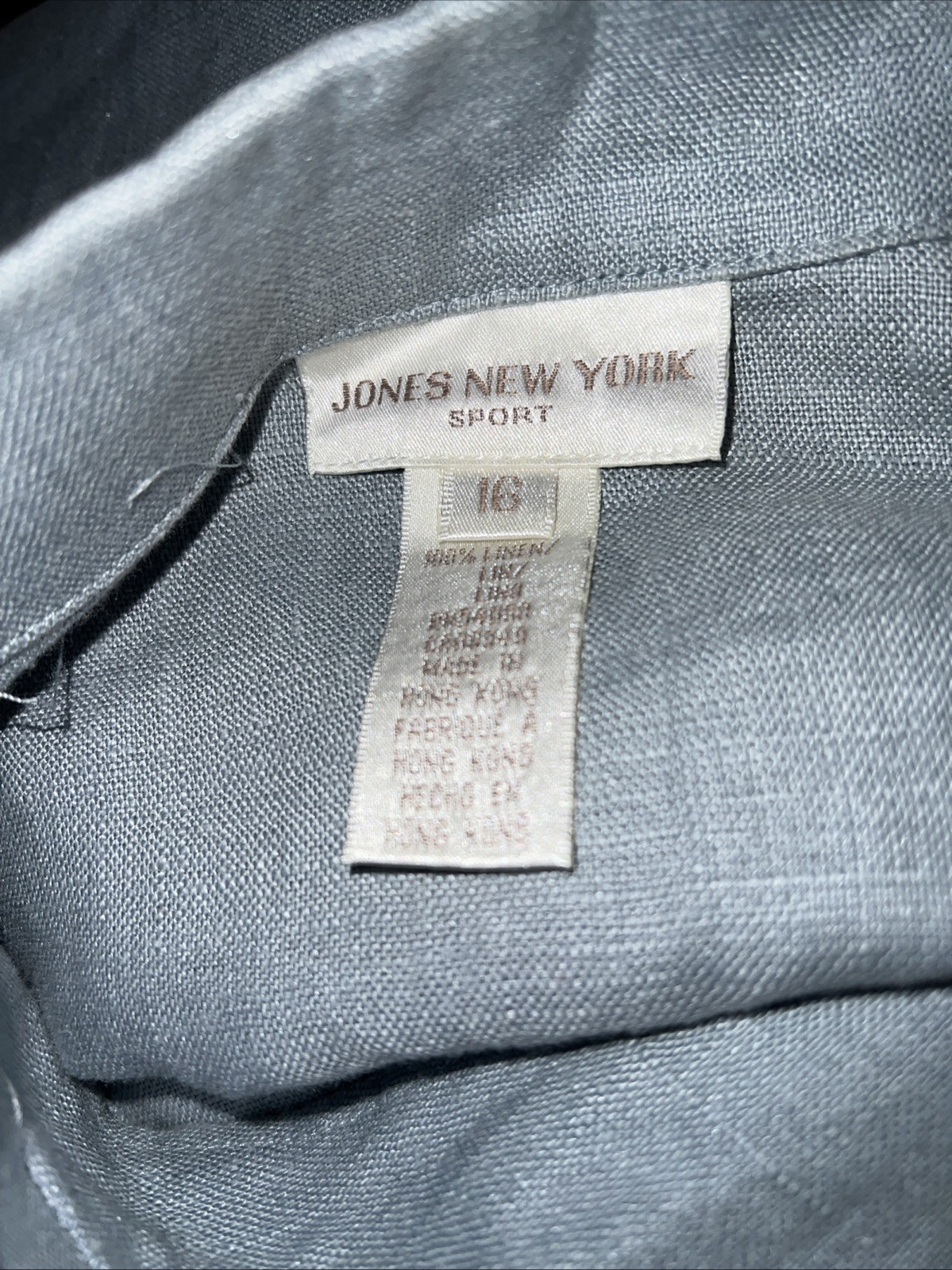 Vintage Jones New York Front Buttton Blue Maxi Sleeveless Size 16 Linen q50