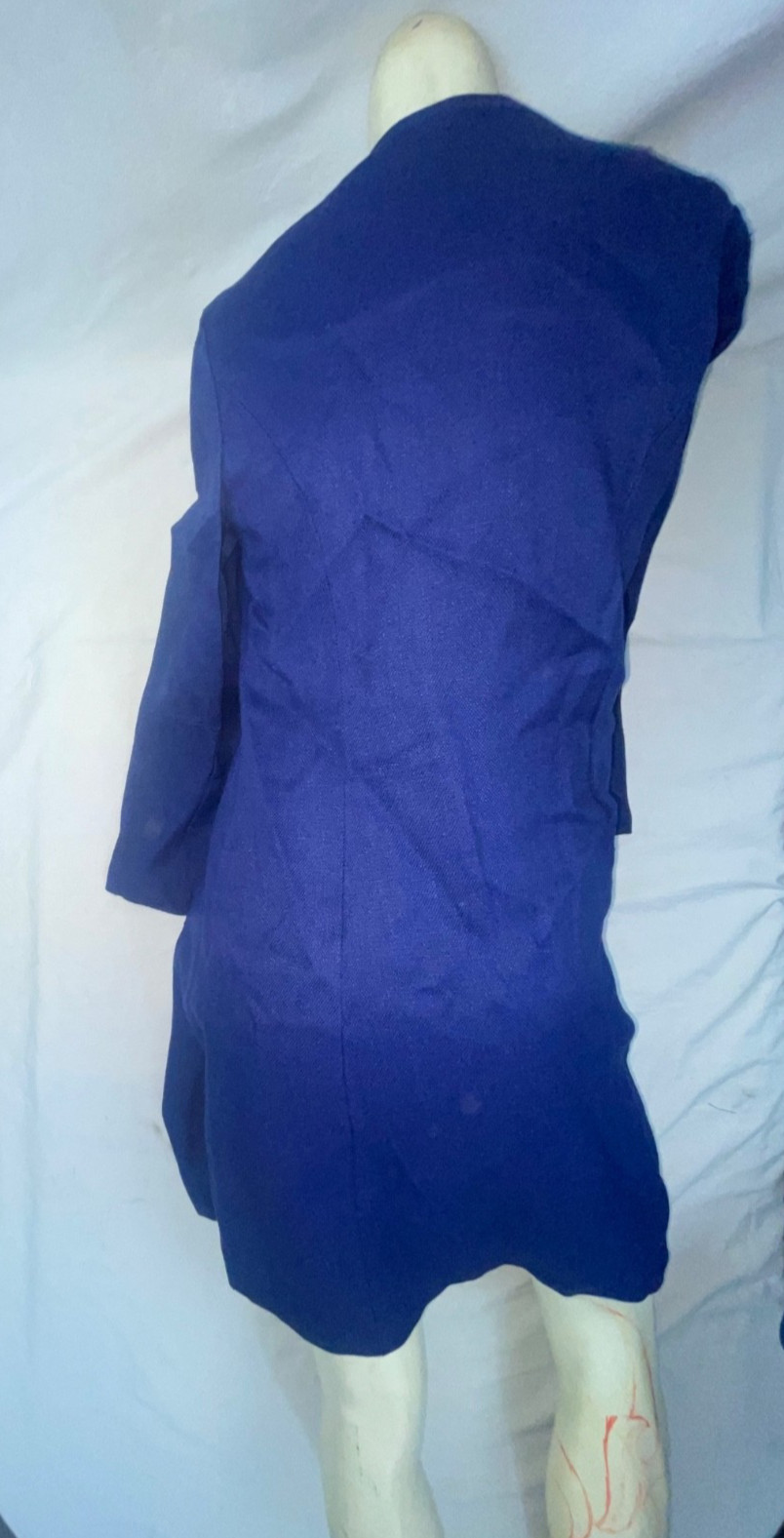 VTG 60S 70S WOMENS S BLUE WHITE RED YELLOW STRIPE DISCO MOD DRESS JACKET SET