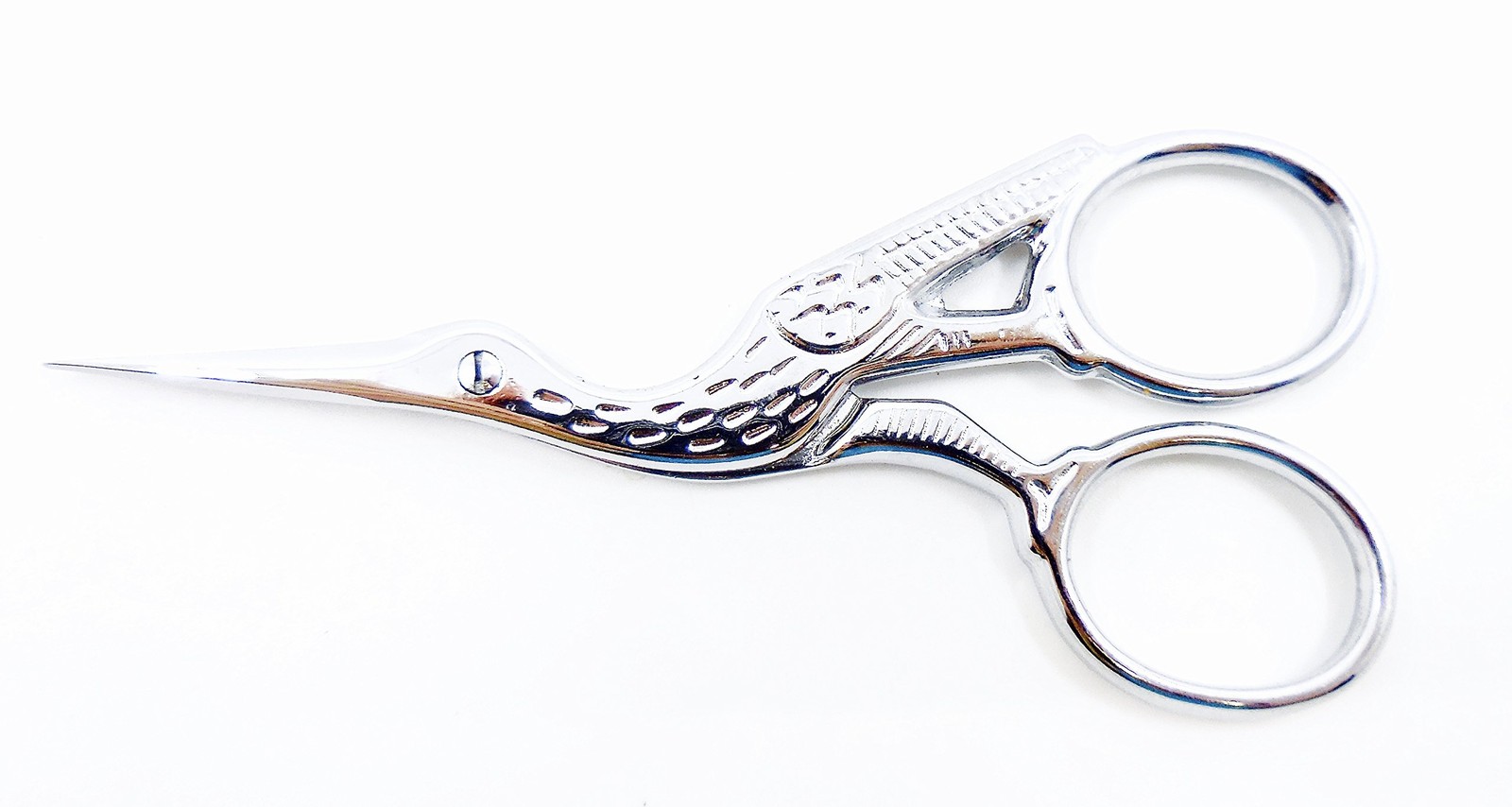 Gingher G-CST 3-1/2 inch Stork Embroidery Scissors Chrome Handle