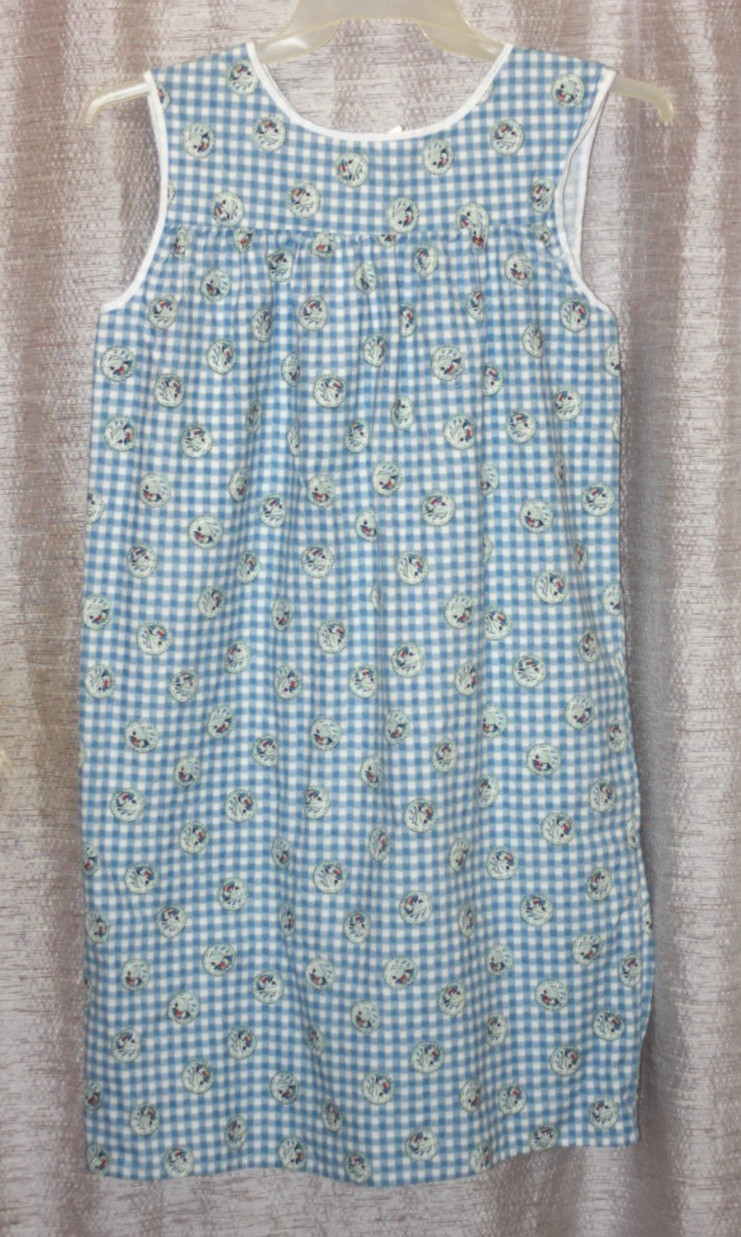 Women’s Blue Muumuu Housedress Lounger Duster w Pocket Vintage sz L 20″x36″ NWOT