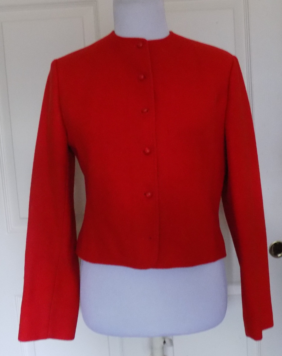 Vintage Lipstick Red Pendleton Wool Short Jacket B38 Virgin Wool Size 10