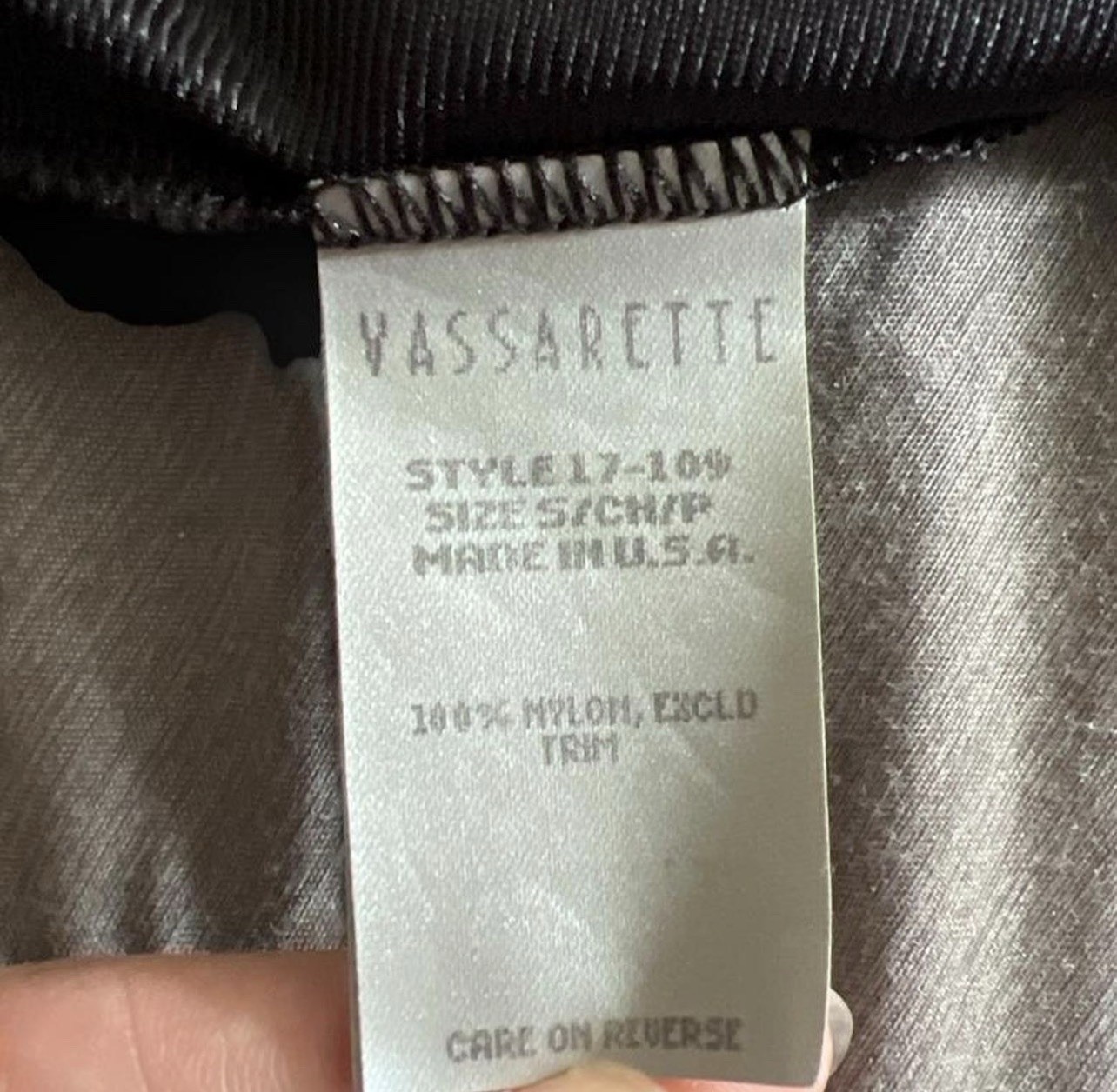 Vintage 90s Vassarette Black Satin Camisole Top Lace Trim Style 17-109 USA Made