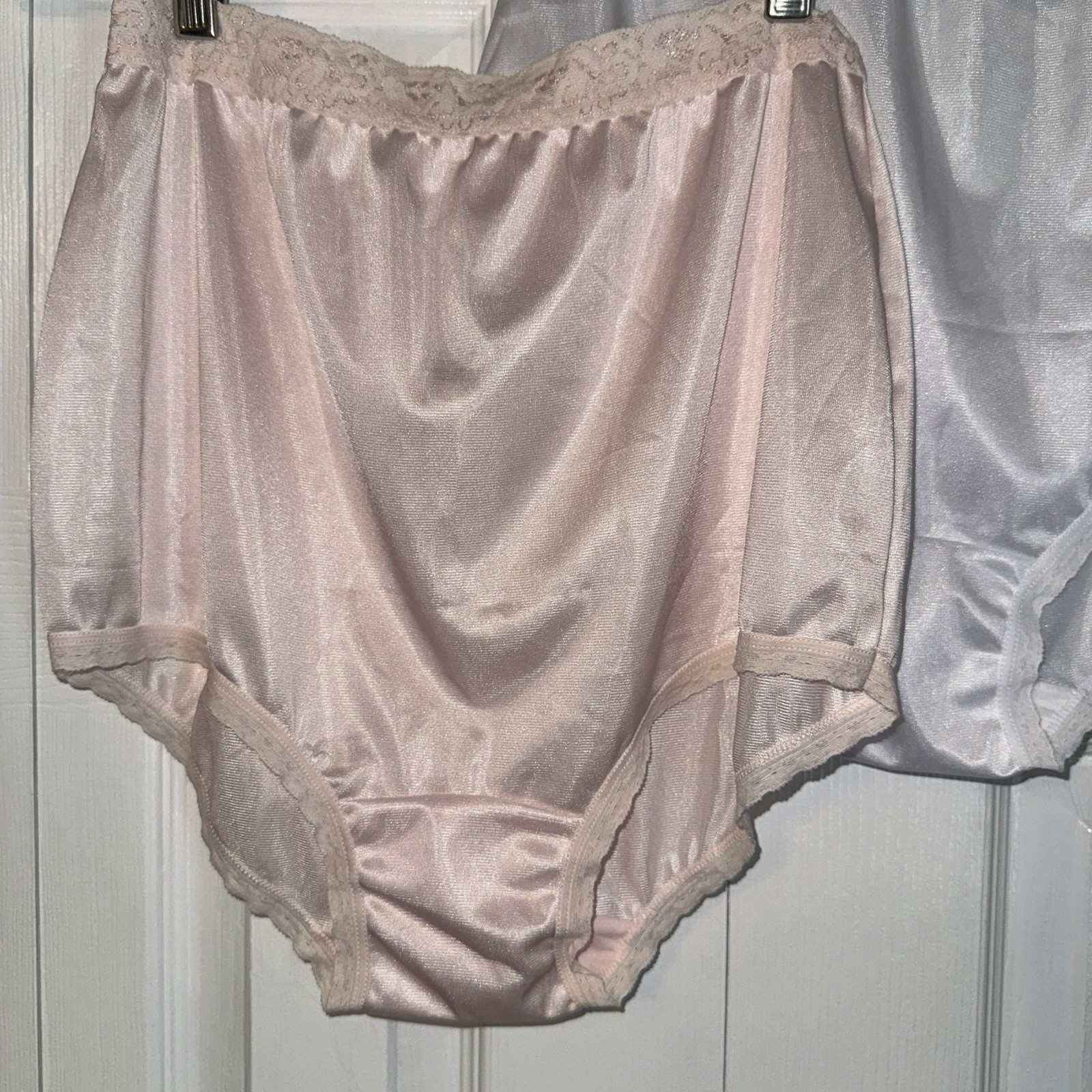 Vintage LOT of 3 Panties National Sheer Blue Pink White Granny Brief Nylon Sz 7