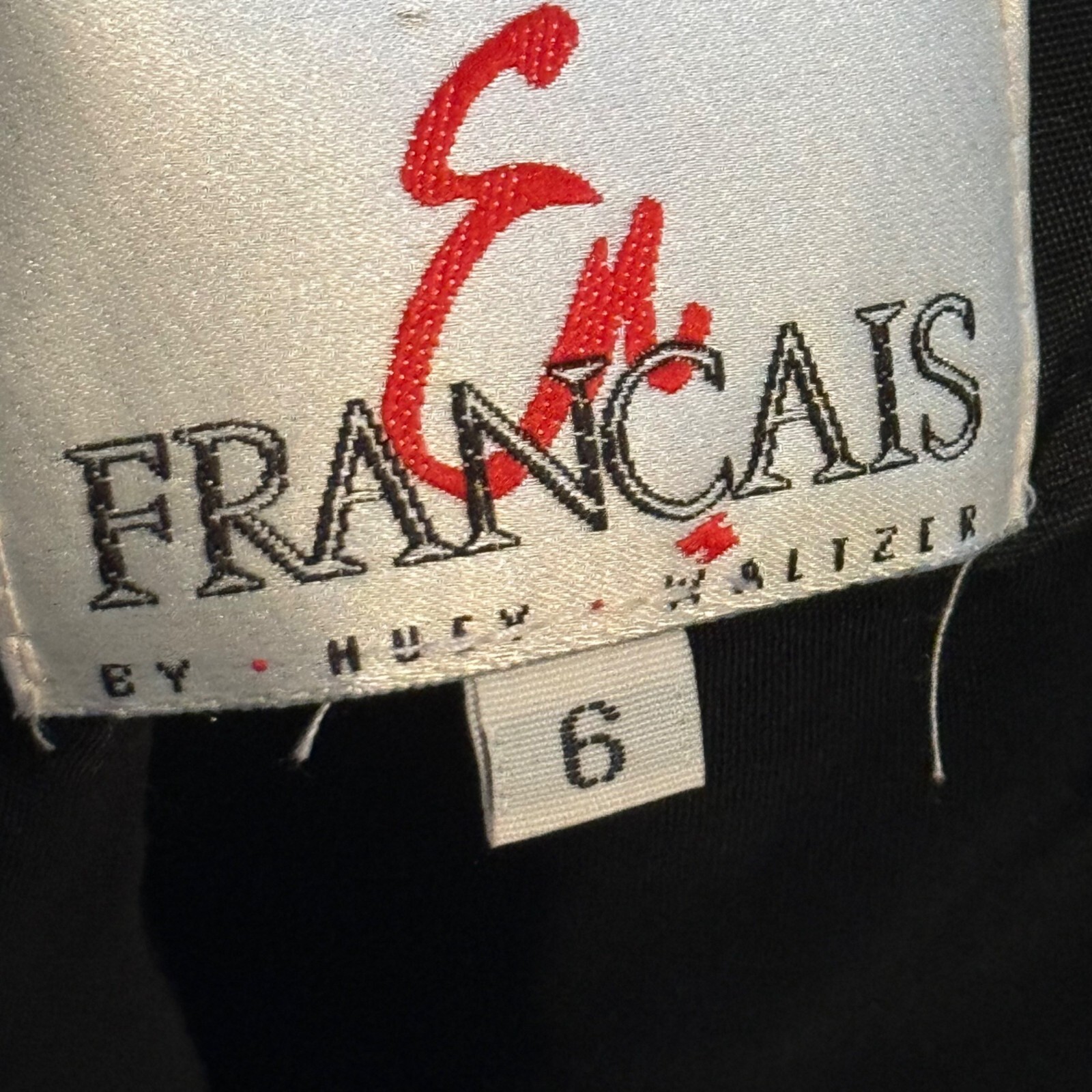 Vintage En Francais Black Dress By Hicky Walter Rhinestone Buttons Size 6