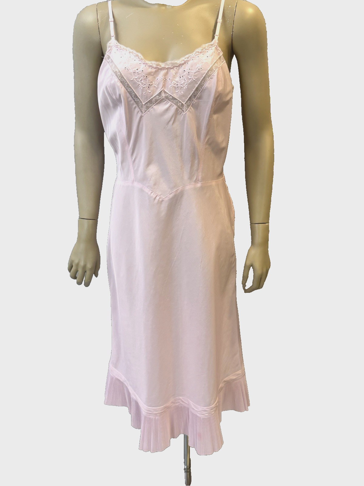 VTG BARBIZON Full Slip Dress Endear Tafredda, Crystal Pleats, Pink Sz M/L Grunge