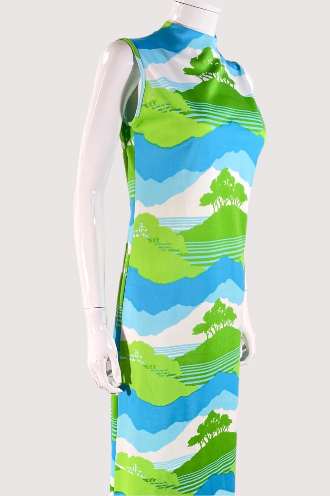 Vintage Maxi Dress Trees/Nature/Novelty Print, Bohemian Hippie Dress S