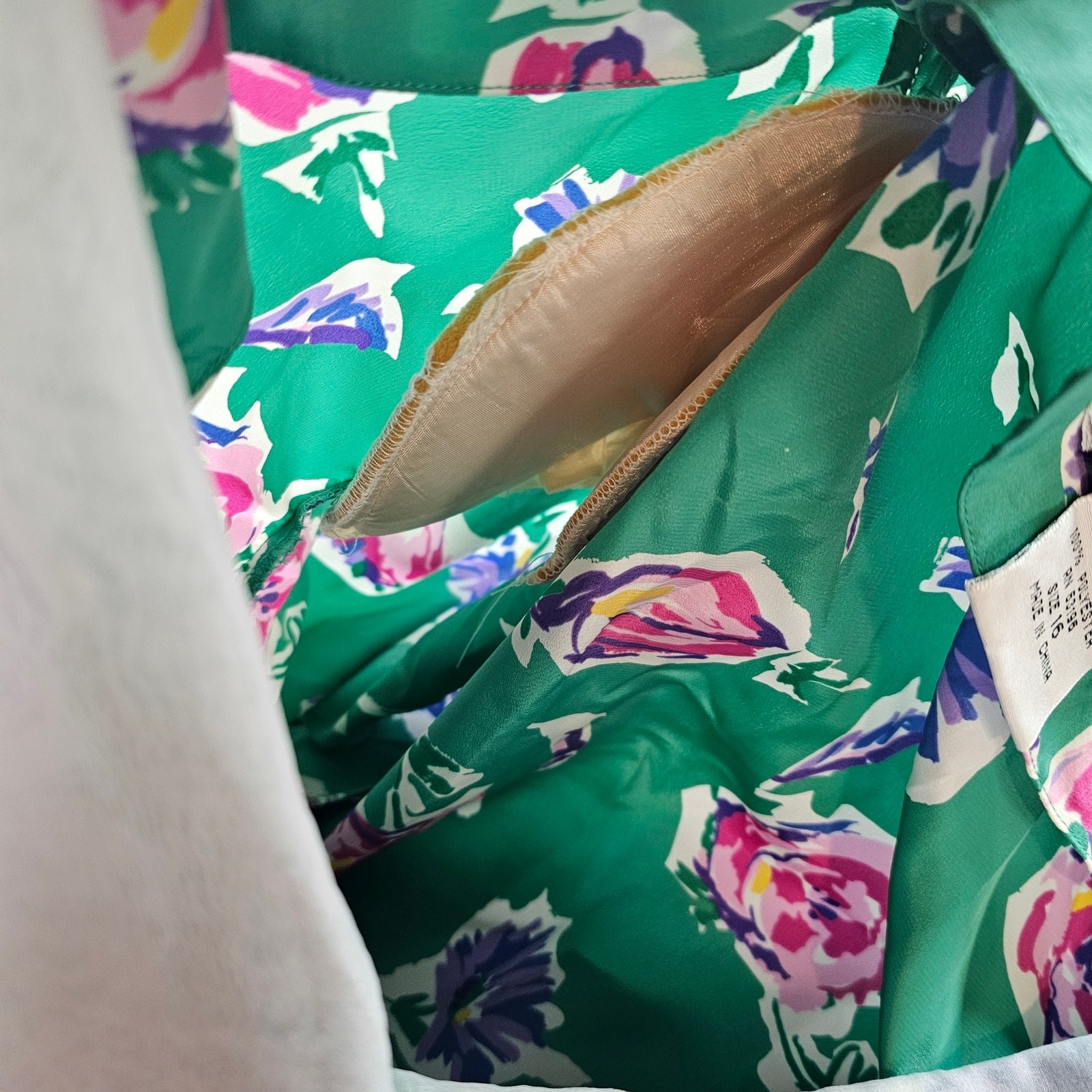 Vintage 90s Maggy Boutique Dress Women Sz 16 Green Floral Pleated Preppy Cottage