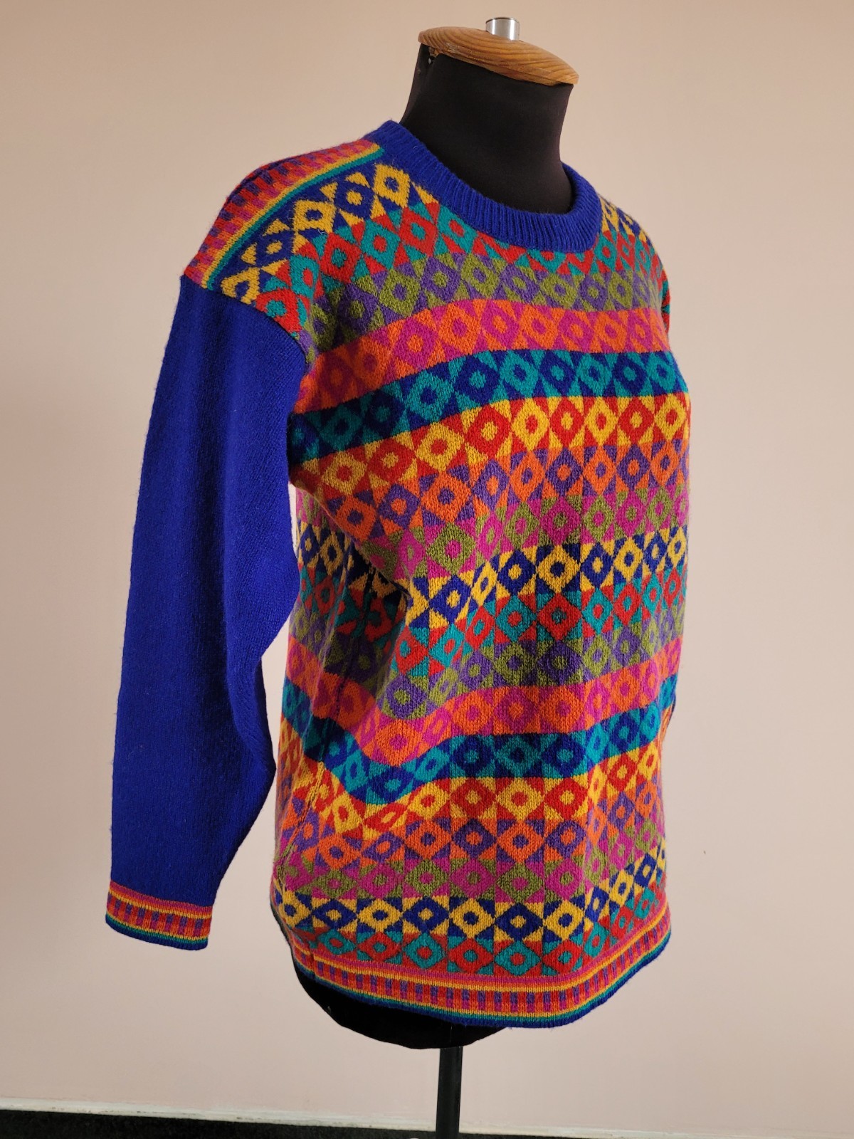 Vintage Tulchan Wool Bright Patchwork Jumper XL