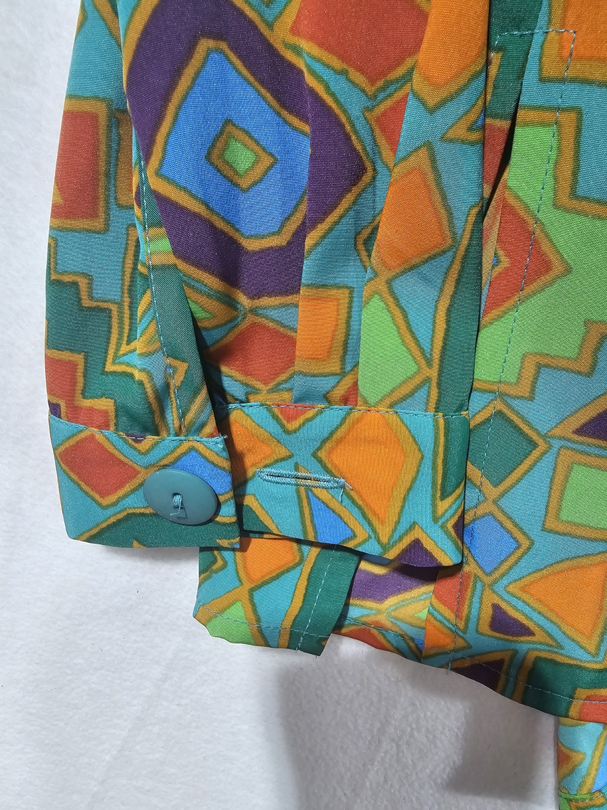 Retro 90s Geometric Print Set Deadstock NWT Art Eclectic Grandma Blazer Skirt M