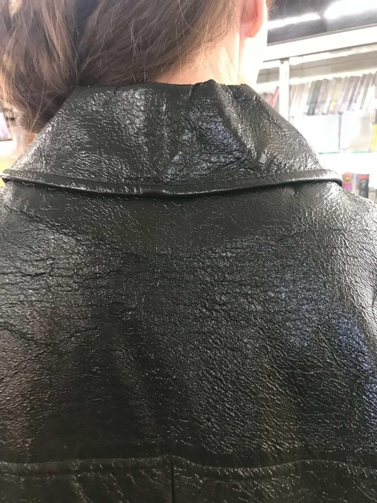 Vtg Swingles by Character MCM 70s Hippie Black Crinkle Pleather Jacket Coat Med