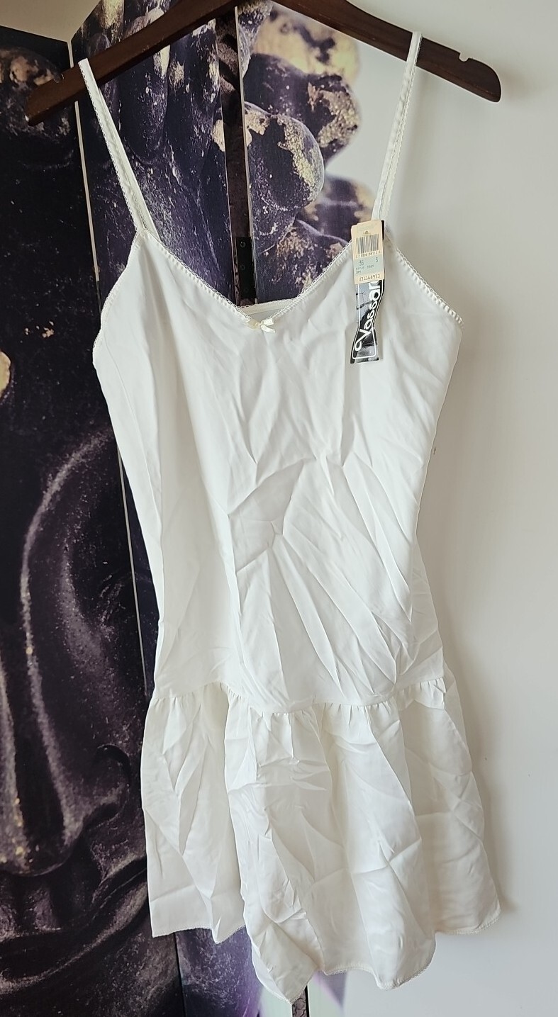 Vassarette Underneath It All Vintage White Satin Full Slip Womens 36S