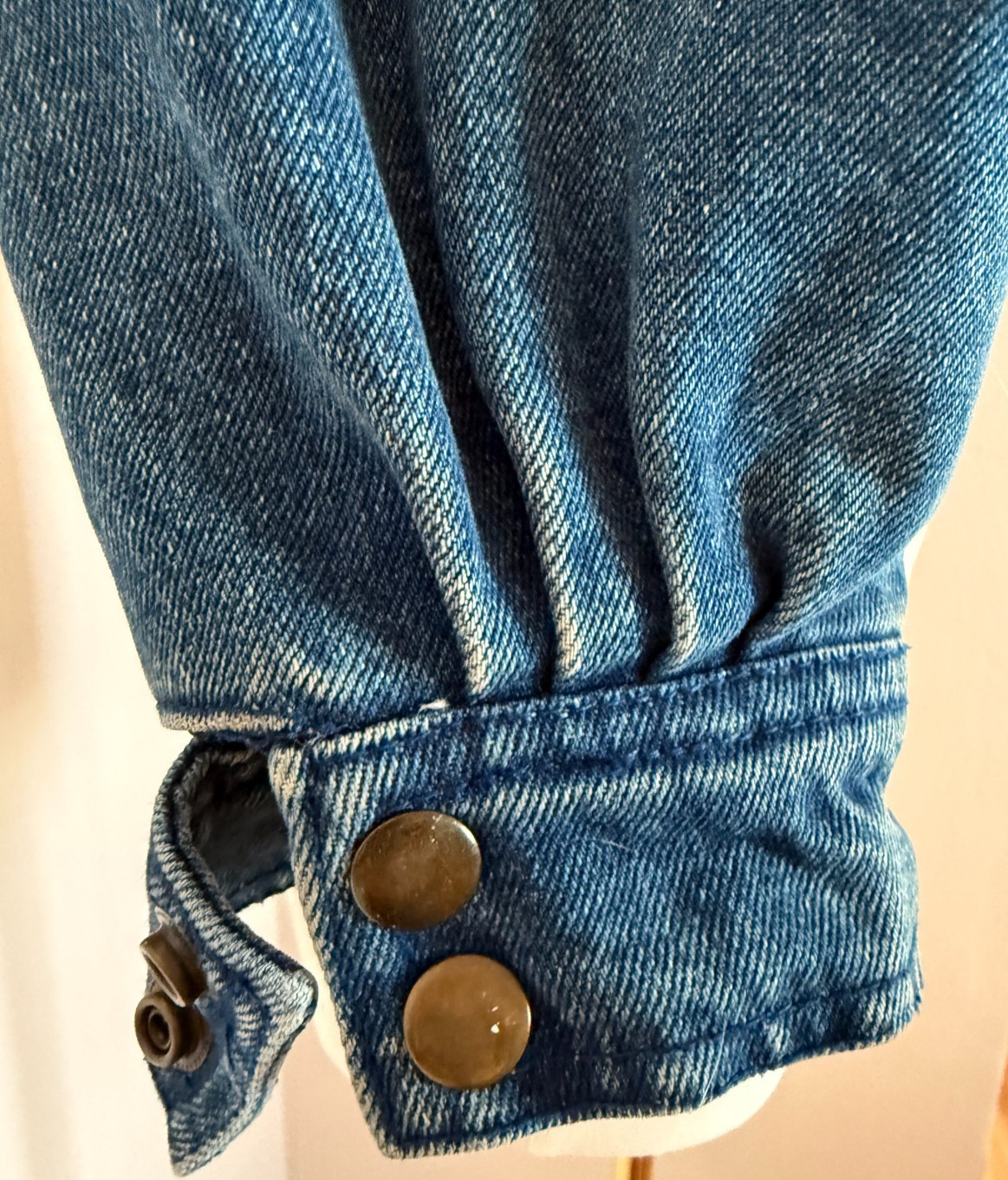 Vintage 80s Denim Puff Sleeve Jacket Cropped Cinched Waist Lined Insulated XS