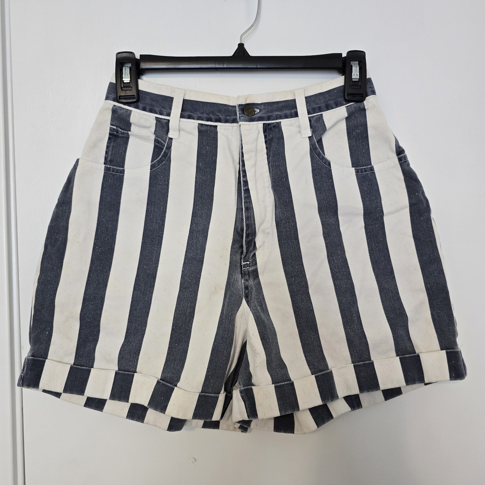 VTG Distressed Copper Key Striped Cotton Jean Shorts Size 9