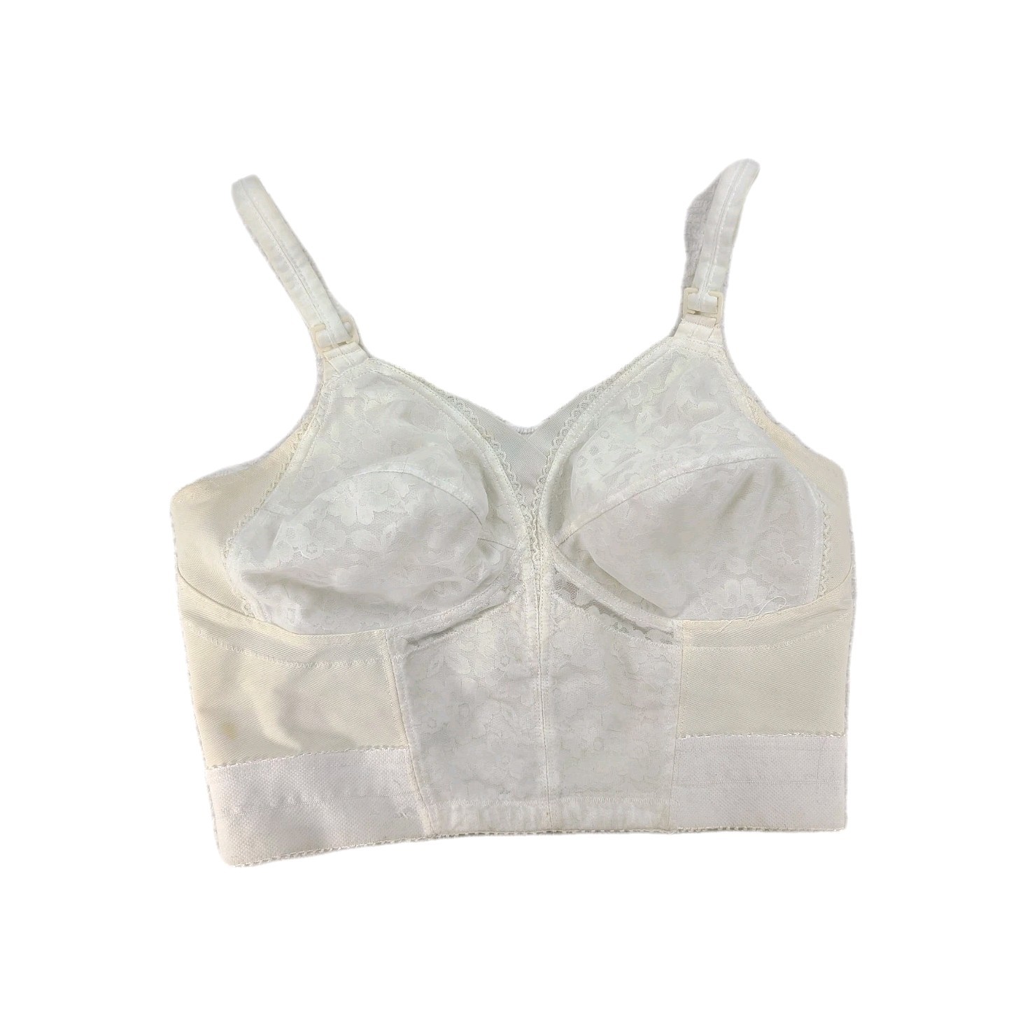 Vintage 1960s Longline Bullet Bra 38C Playtex Living Stayless Lace Mesh Pinup