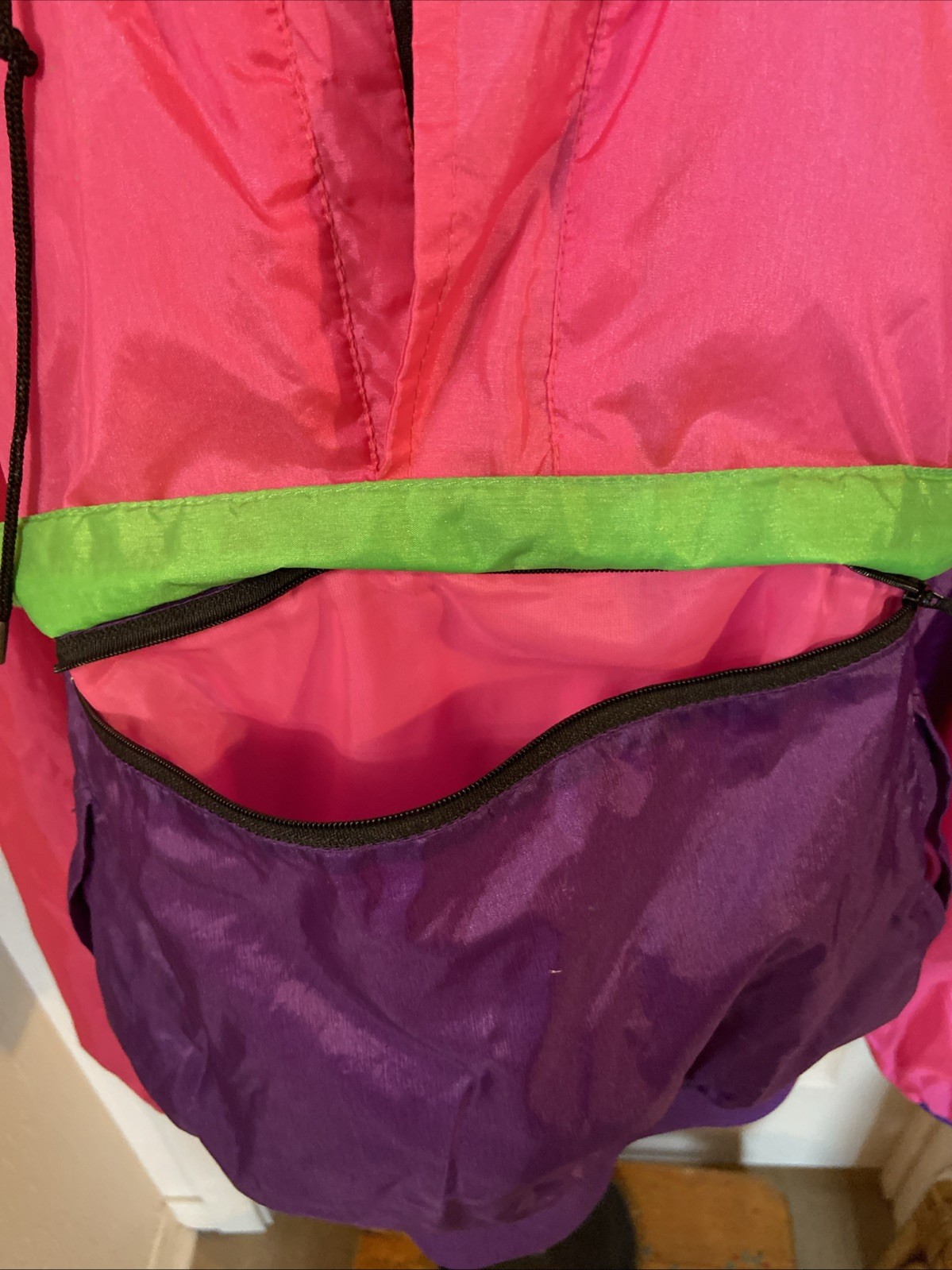 JACKET vintage 1980s 1990s colorblock windbreaker women sz S pink purple green