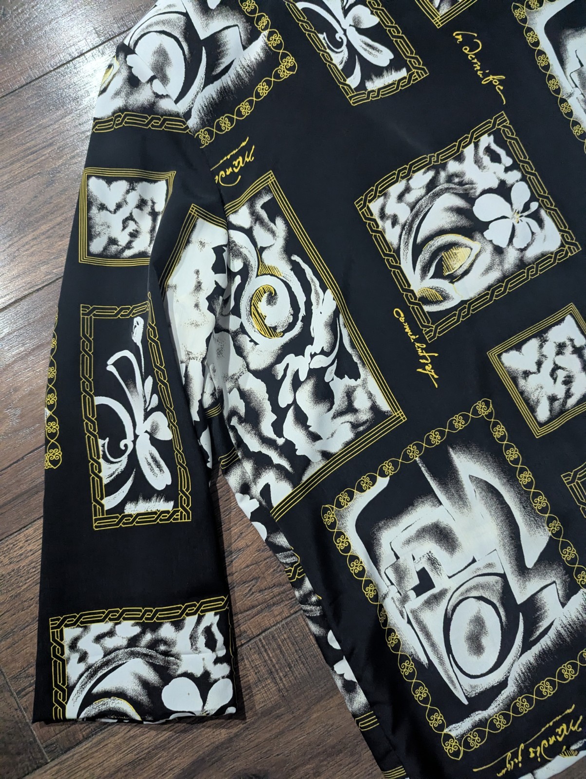 Jonathan Logan Vintage Black White & Gold Unique Abstract Print Blazer Size 3X