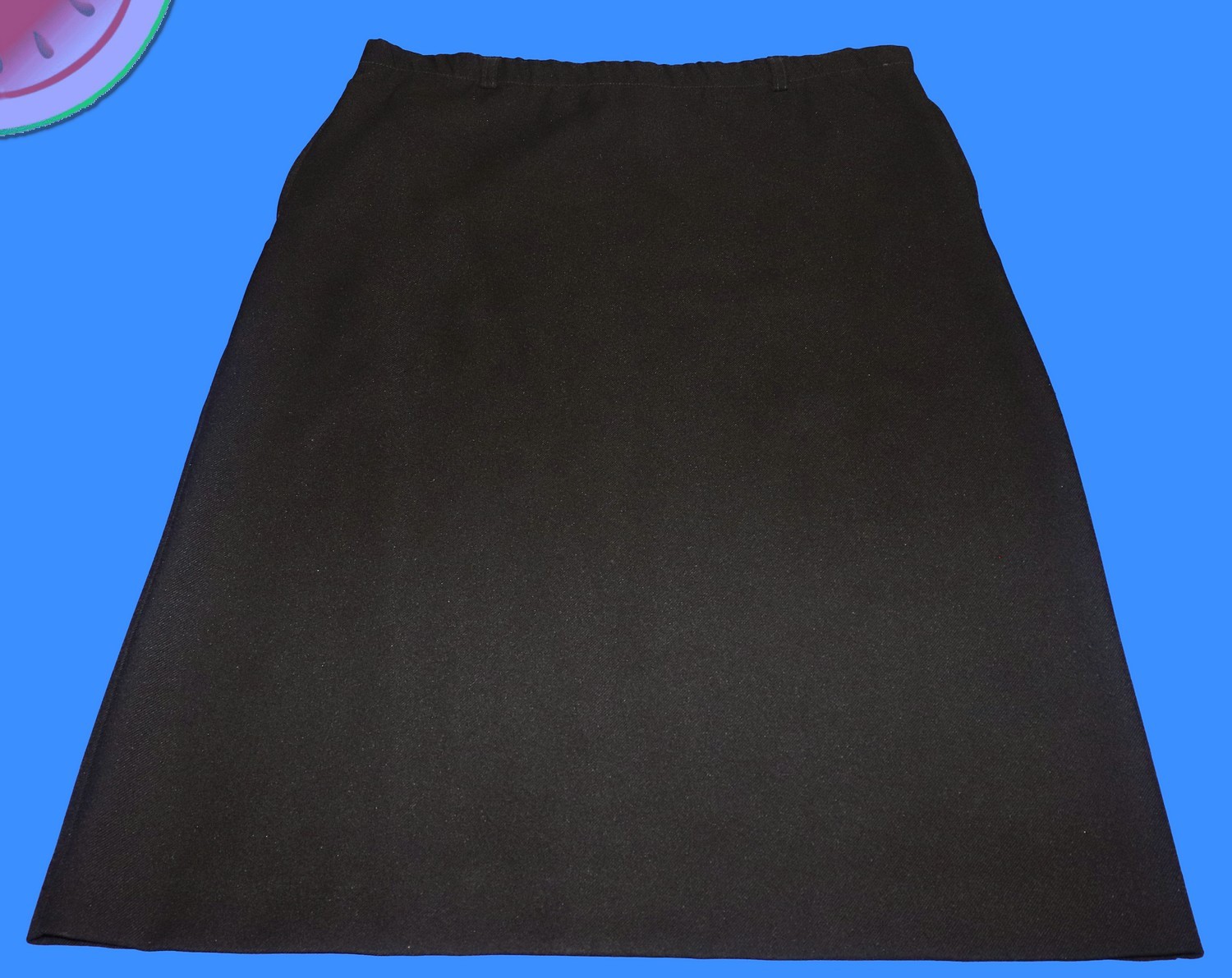 Vintage 70s BRADLEY Black MIDI Pencil SKIRT Size 10 Elastic Waist Pockets USA