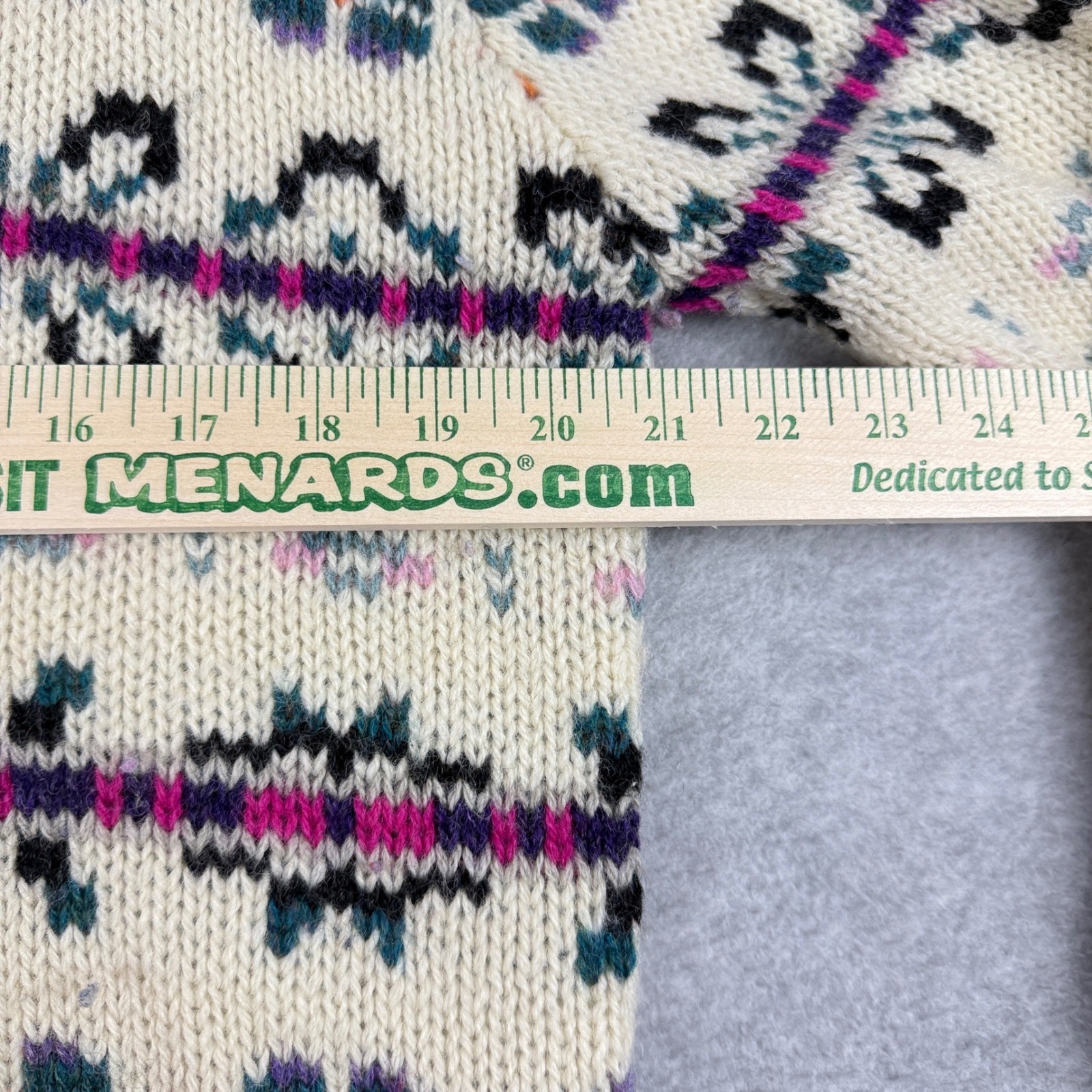 Vtg LL Bean Shetland Wool Fair Isle Sweater Womens Large Cream 100% Wool