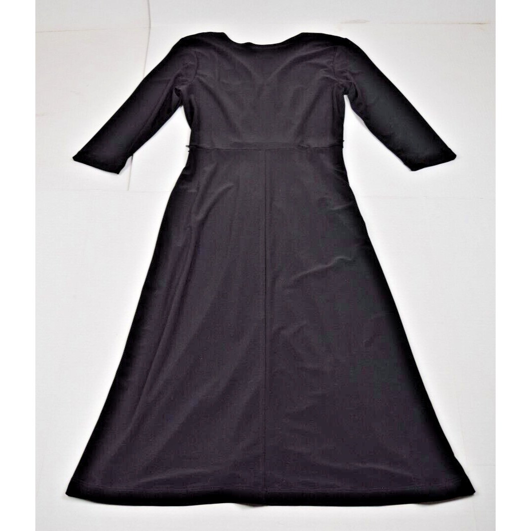Vintage Dress CSC Studio Size XS 90s Black V-Neck Belted Below Knee Made USA