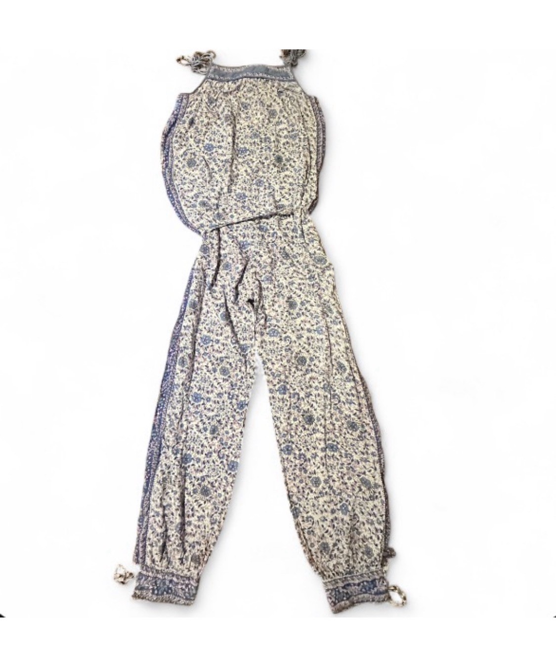 Rare Vintage 1970s Starina Creation Paris Indian Cotton Jumpsuit Romper, Medium