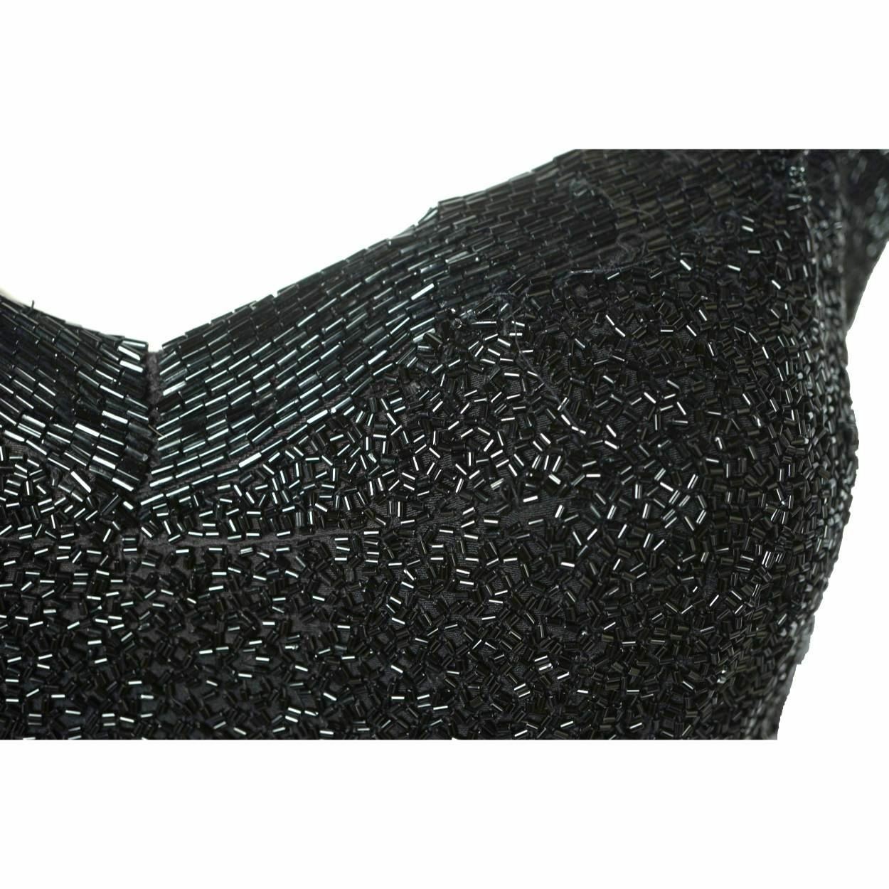 Vintage 50s Bombshell Dress Black Beaded Gown Town and Travelwear Waldorf Astori