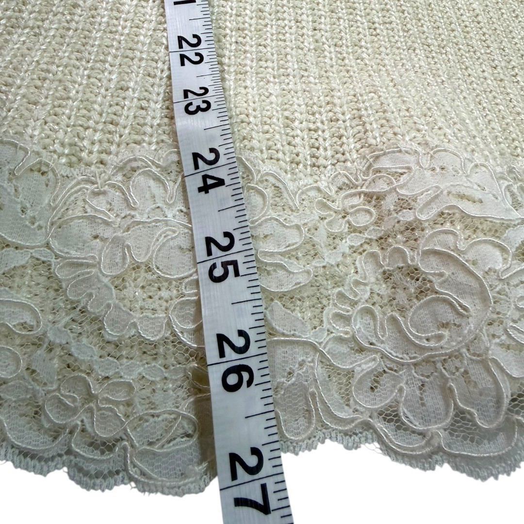 Vintage 80s Christina Silk / Rayon Knit Sweater With Lace Trim Silk Size Large