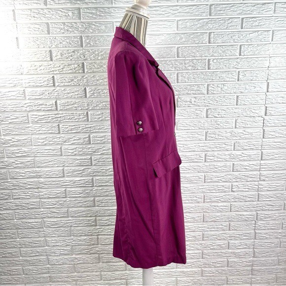 Vintage Jessica Cole Magenta Collared Double Breasted Midi Dress Size 10