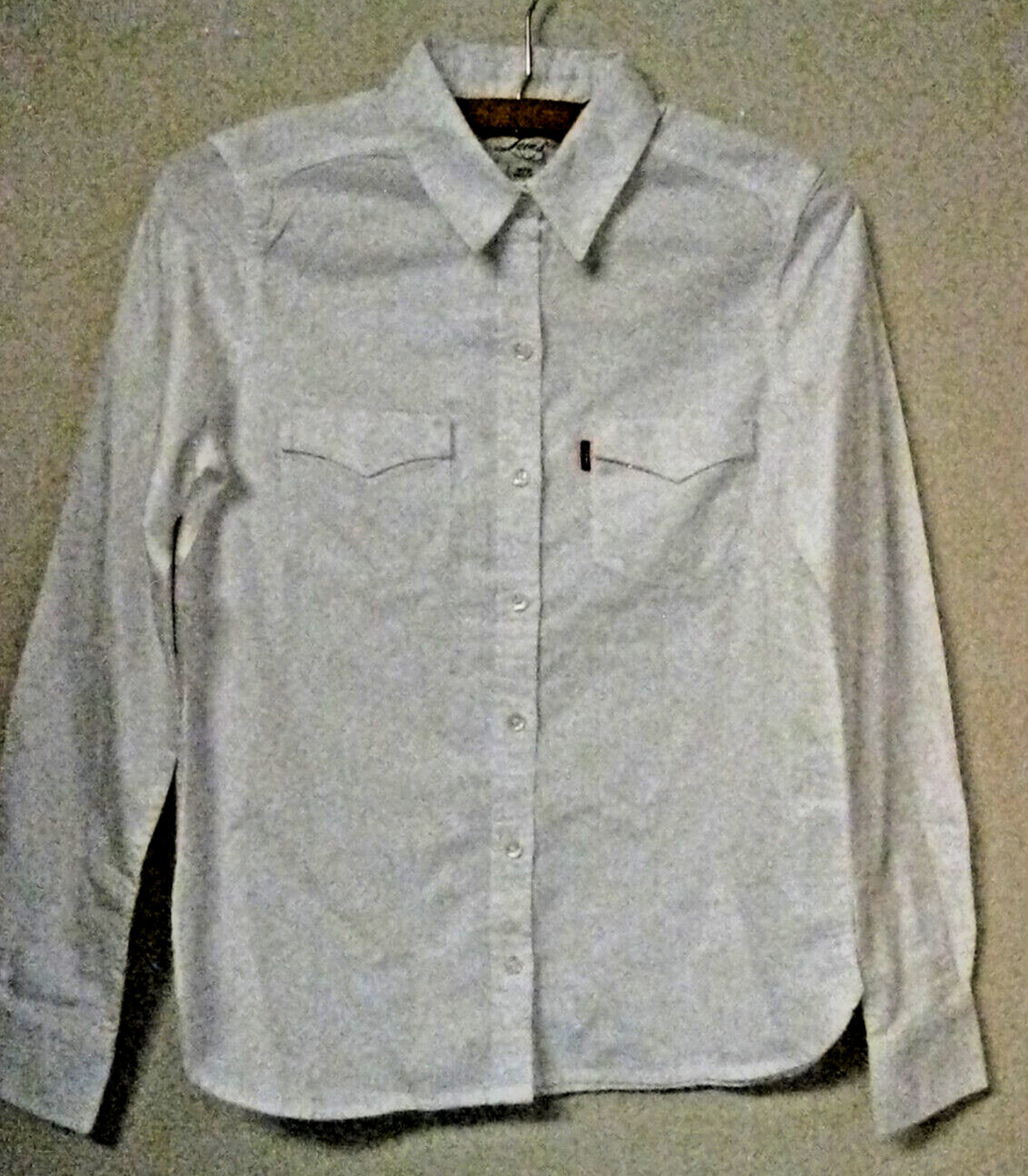 Women’s Levi Heavy Denim Cotton Twill White Western Shirt Size XS Long Sleeve