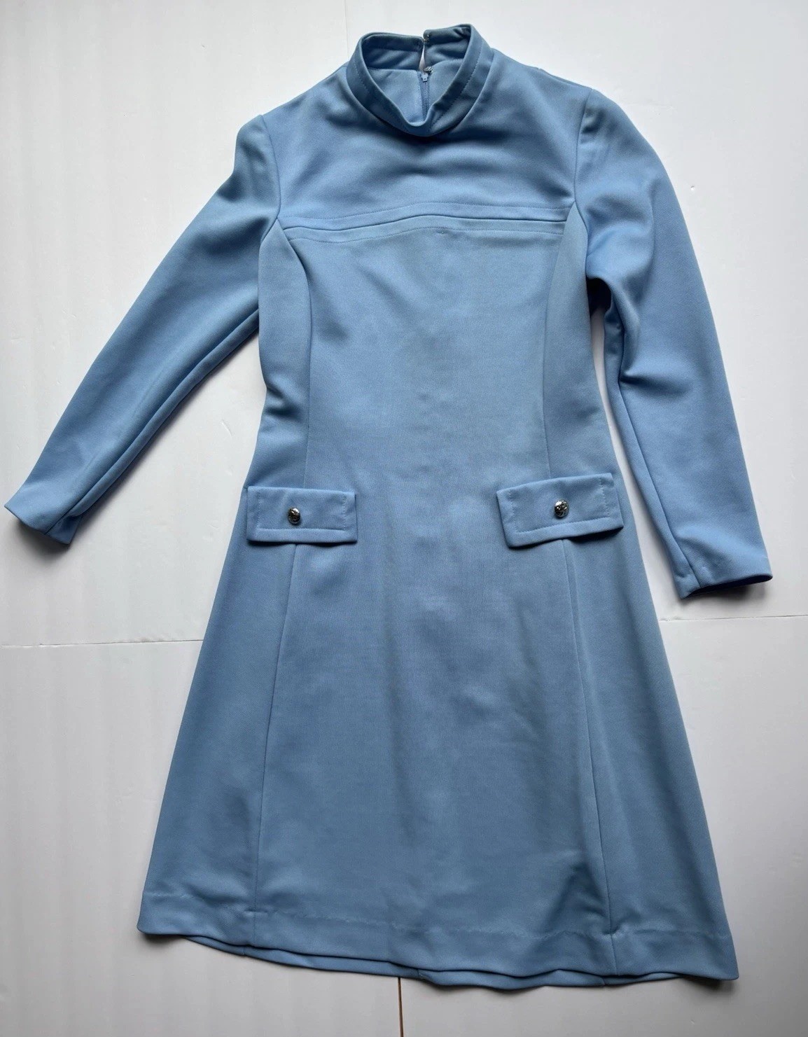 Vintage Powder Blue Long Sleeve Secretary Size 12 Unbranded Grandma