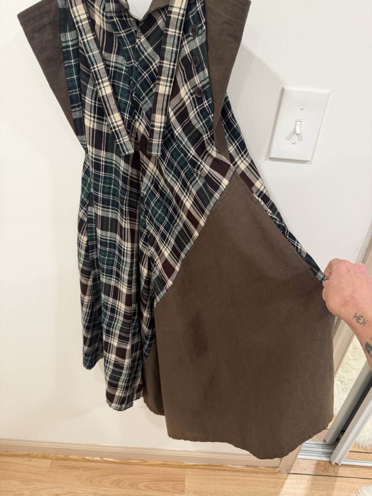 Y’s Yohji Yamamoto Asymmetrical Plaid Linen Cotton Sz S Made/Purchased in Japan