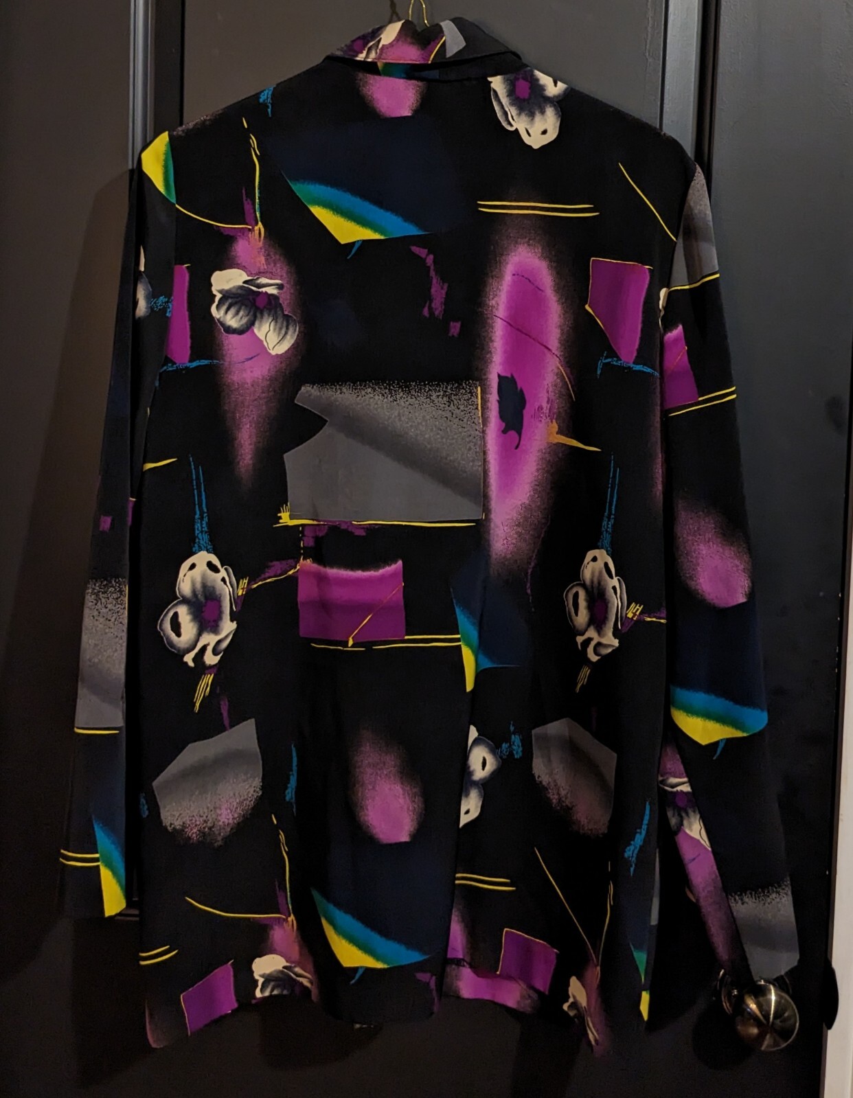 Vintage 1990s 90s Blazer Brownstone Studios New York Floral Shoulder Pads Size L