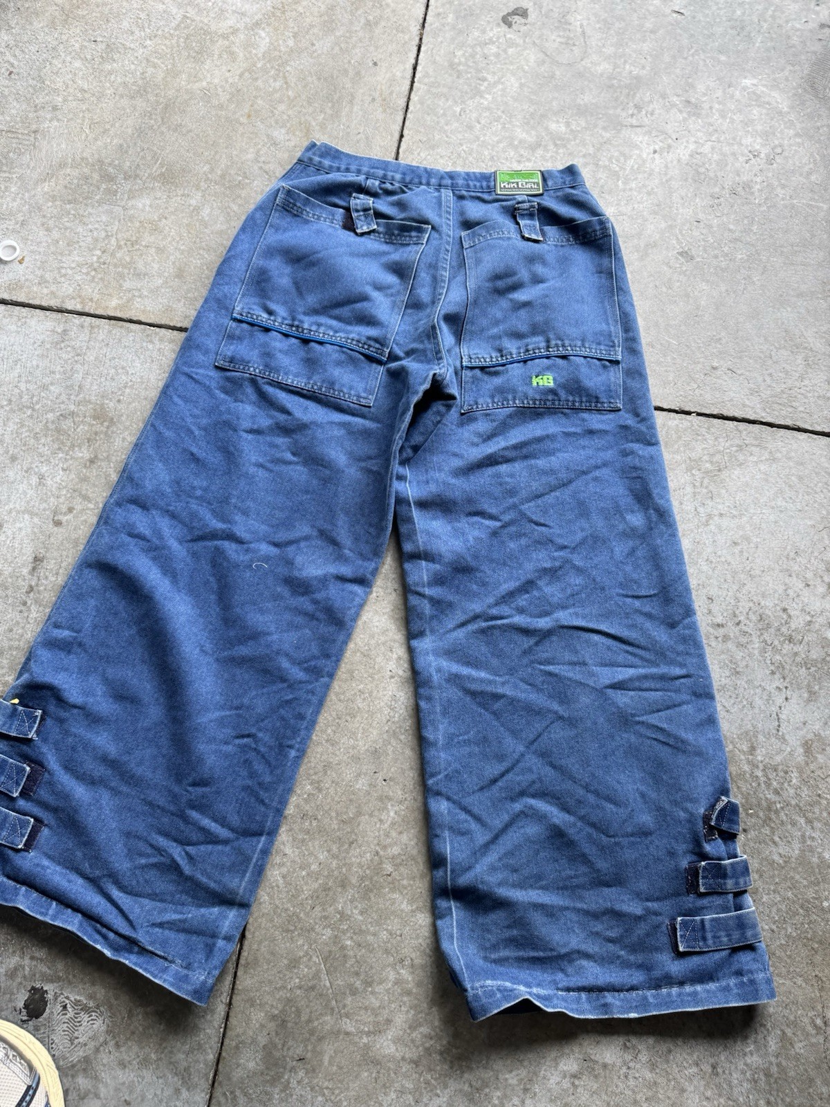 VTG 1990s Kikgirl Wide Leg Pants Sz 9 Blue Raver Skater Y2K Style