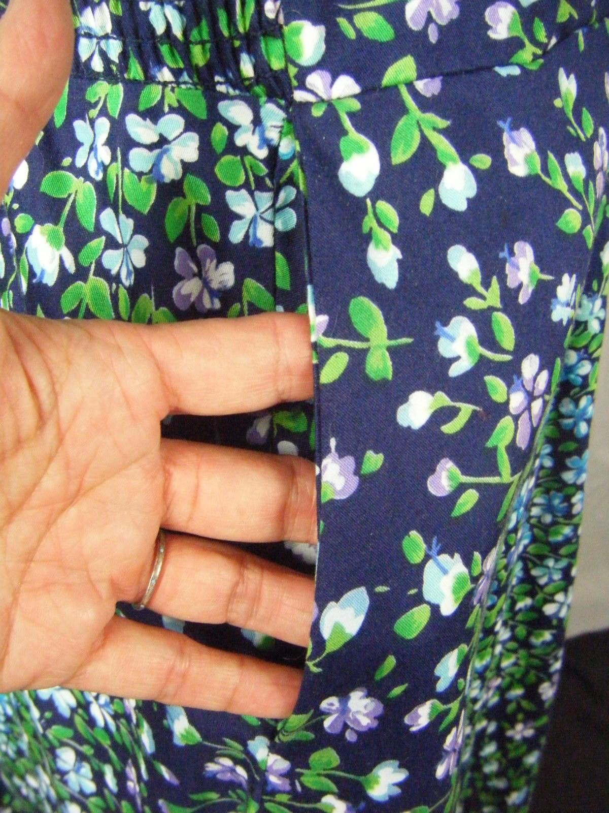 MURRAY MEISNER Vtg 60s Navy Green Floral Sun Swim Dress-Bust 34-37/XS