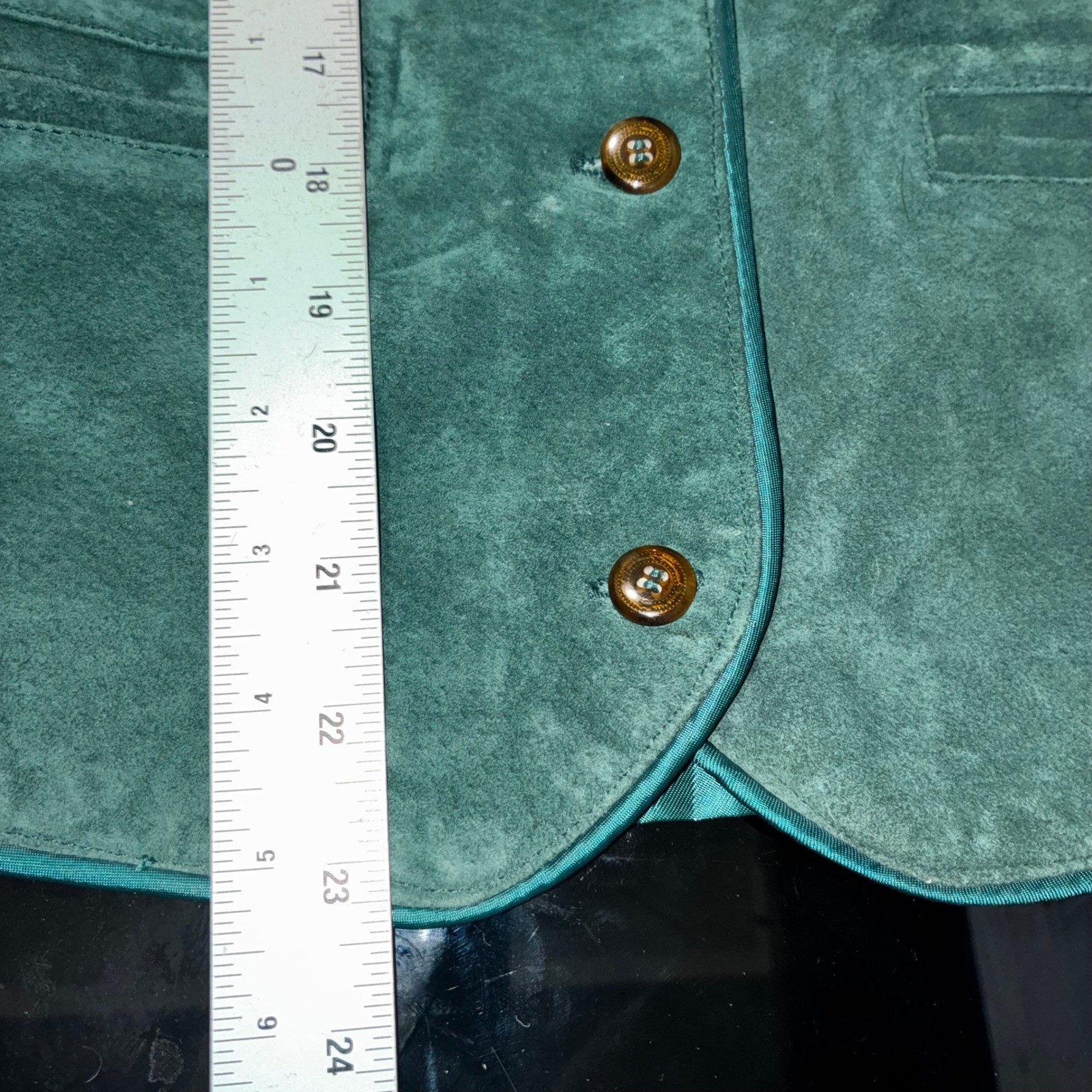 Vintage Marsh Landing Green Button Up Leather Vest Pockets Size M