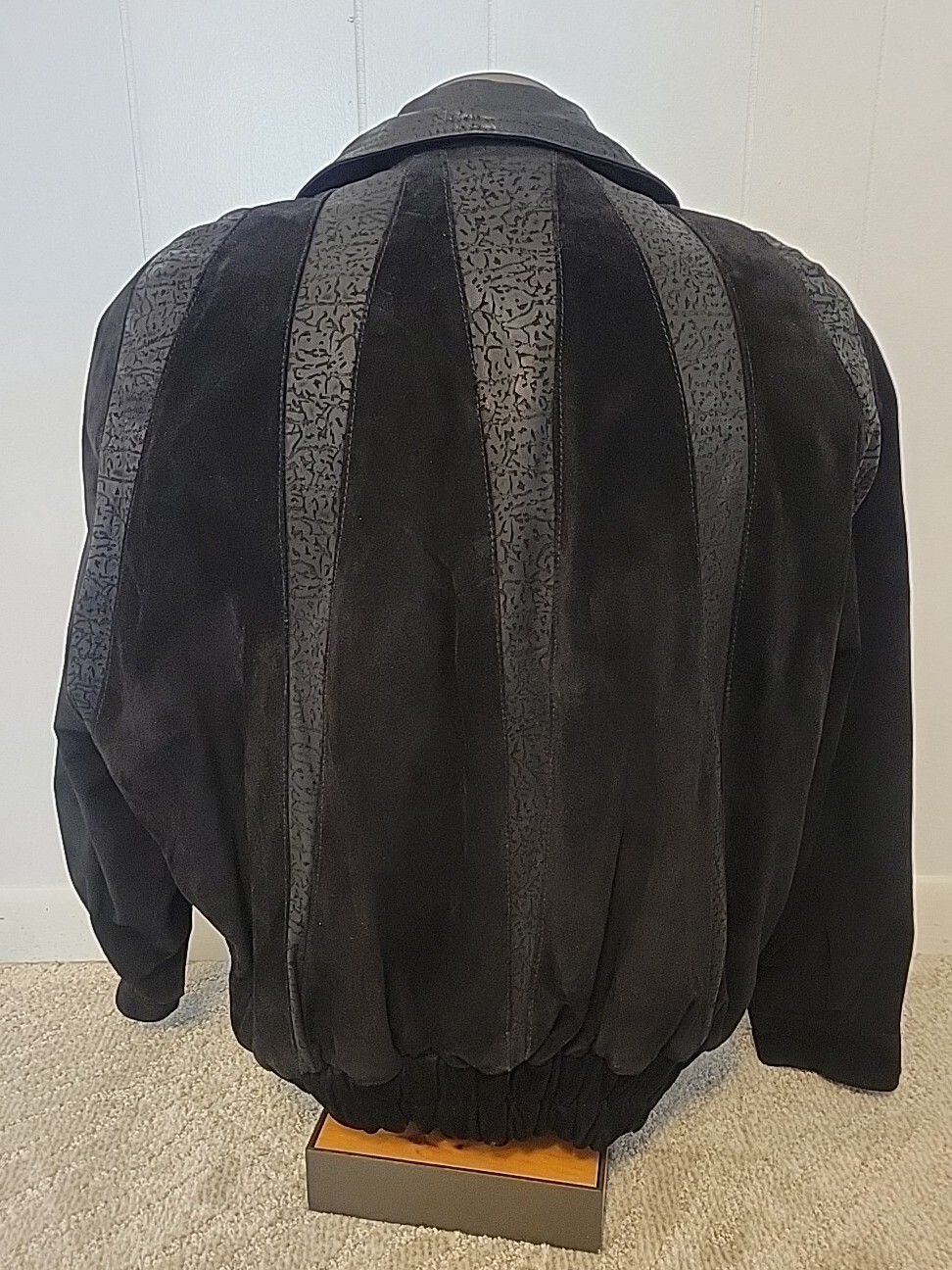 Greg Adams Vintage Black Leather Suede Zip Front Jacket Size M Argentina