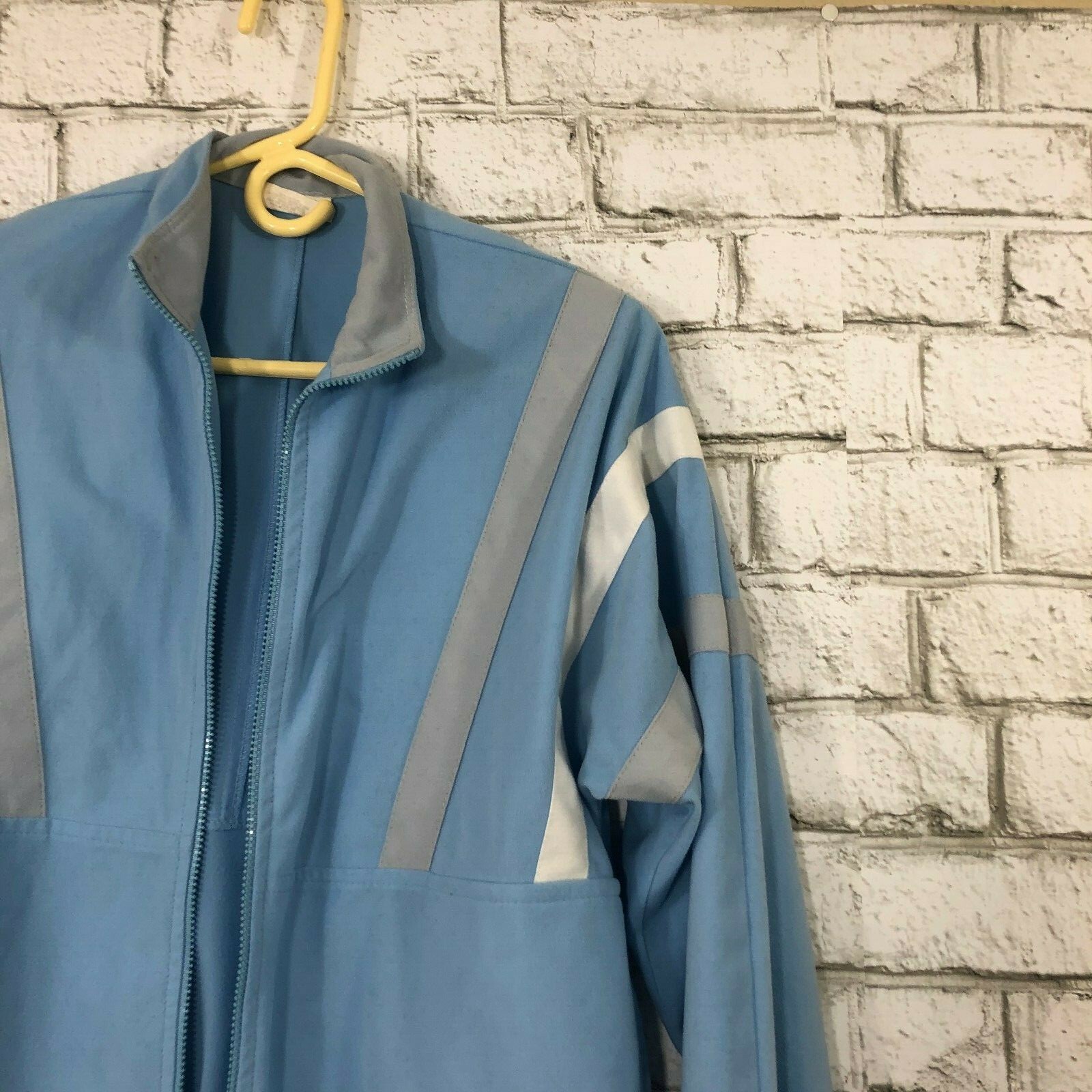 Vintage Bonnie Sportswear Blue Gray Stripe Tracksuit Track Jacket Sweat Pants M