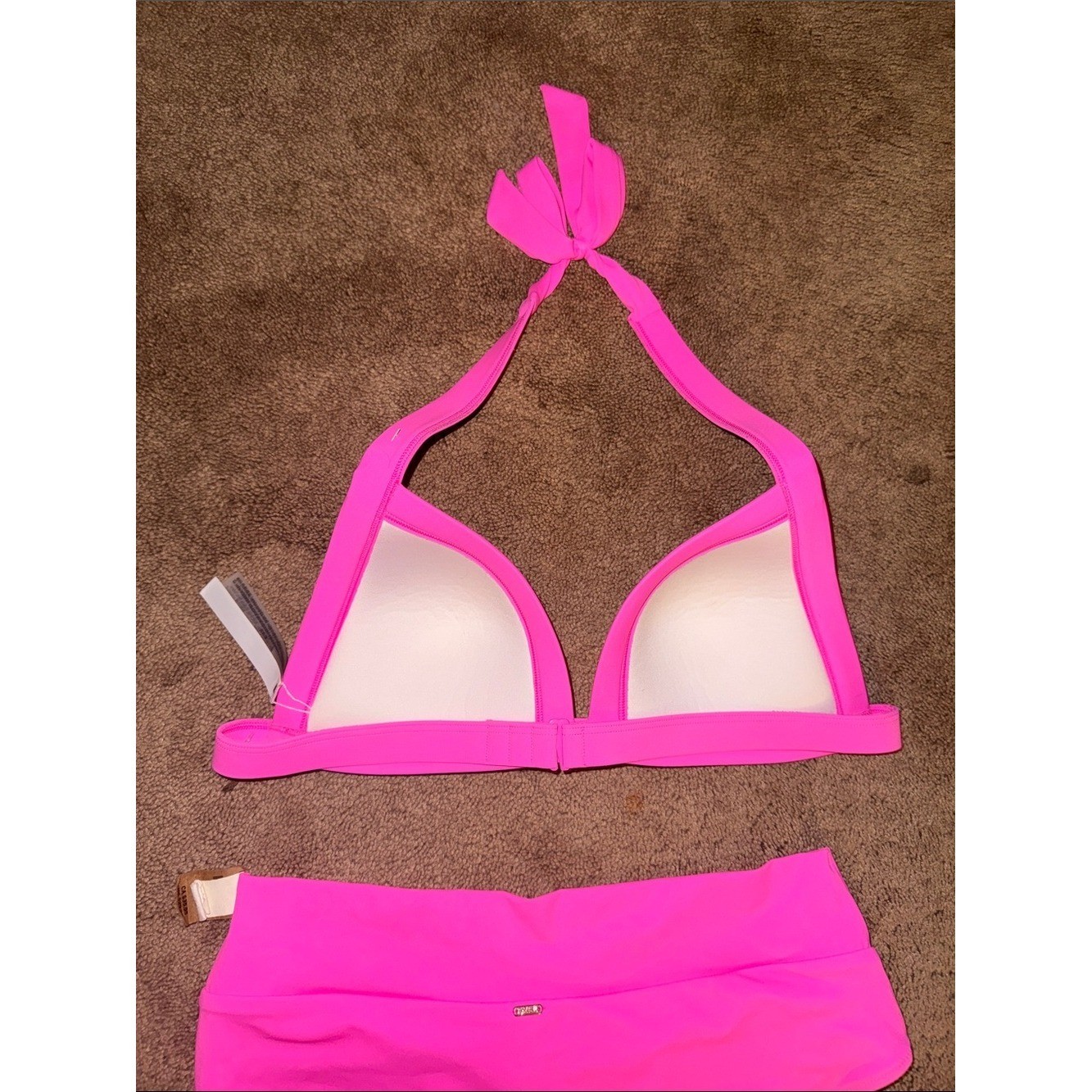 NWT Victoria’s Secret PINK Neon Pink High-Waist Bikini Set Size XLarge