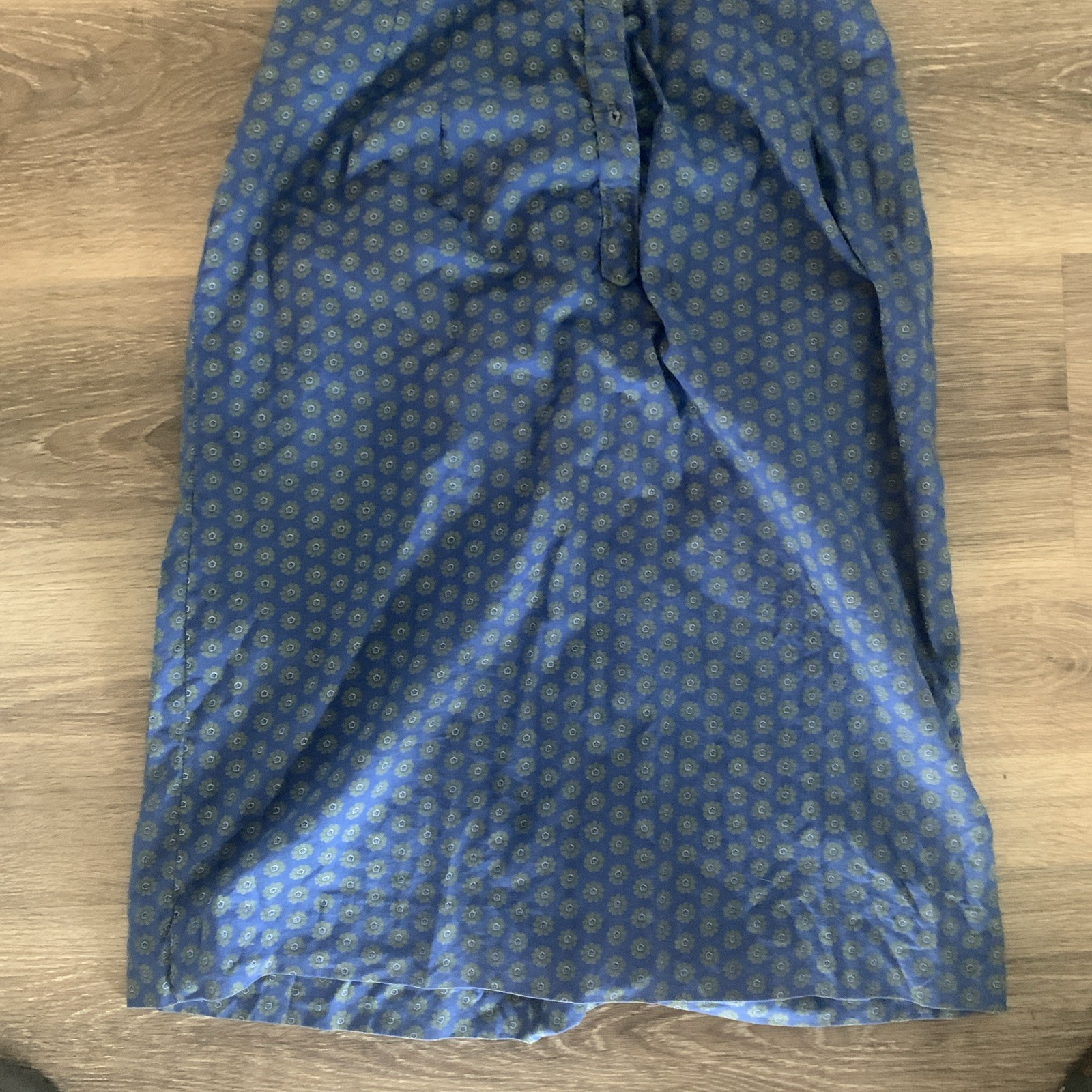 VTG 50s? Pat Perkins House Dress Blue Green Flowers Size 14 (Small)