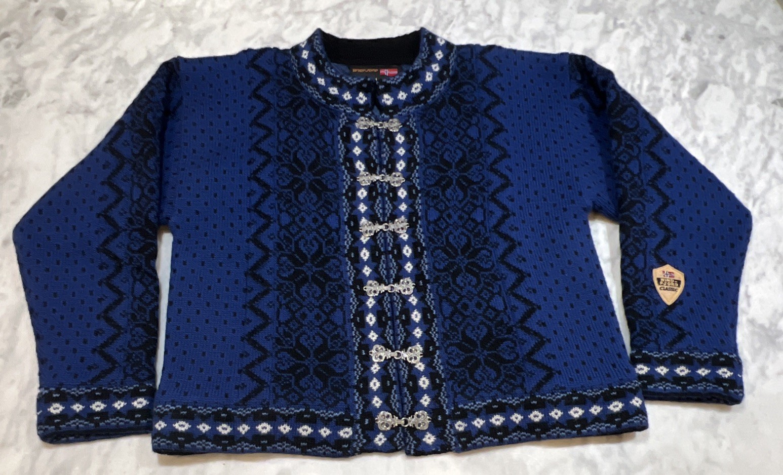 Windfjord Classic Wool Cardigan Sweater Women M WoolMark 5003 Bergen Norway