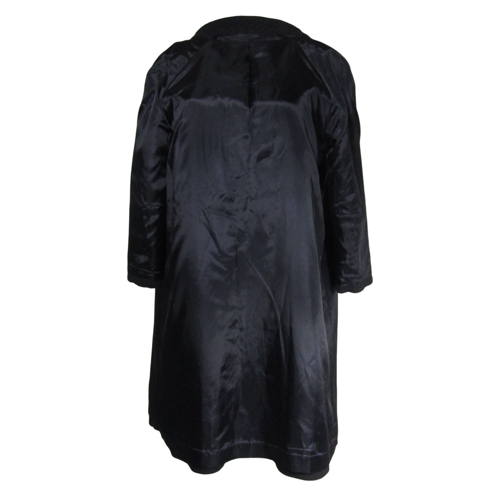VTG 1960s Black Jackie O Mid Century Modern Minimalist Mad Men Mod Coat M