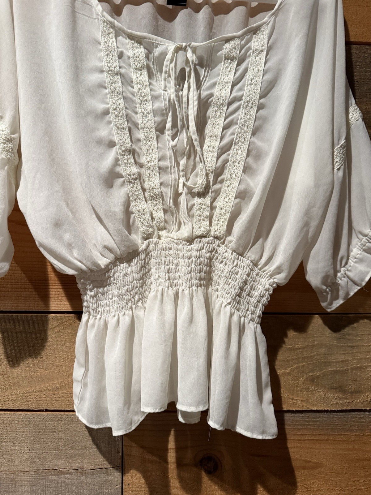 Vintage 90s Boho Peasant Blouse Woman XL Romantic Babydoll Whimsygoth Sheer