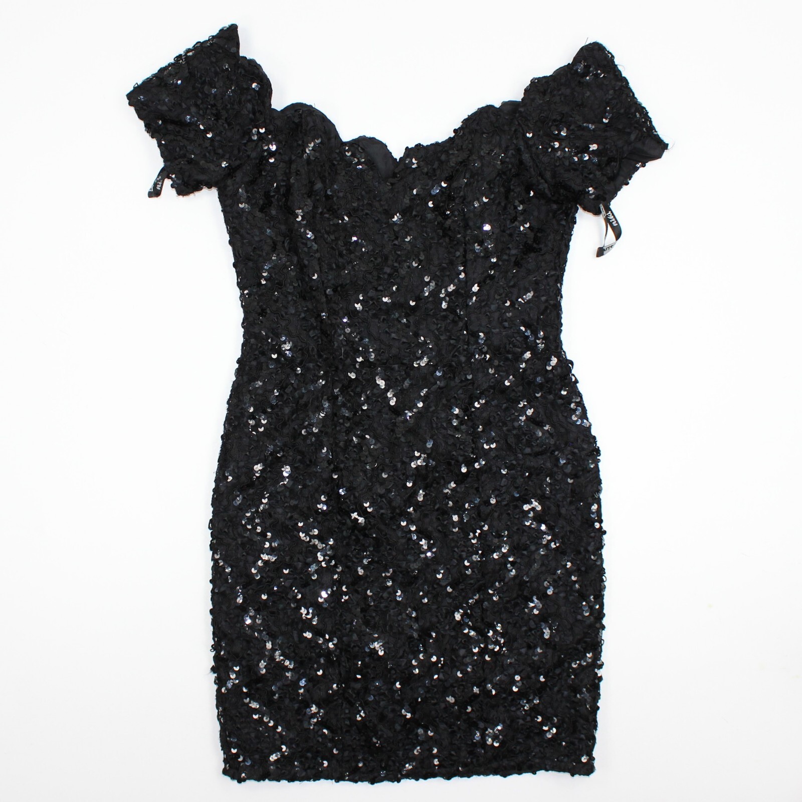 Vintage Karen Lucas for Niki Black Sequin shoulder dress size 8 prom tea