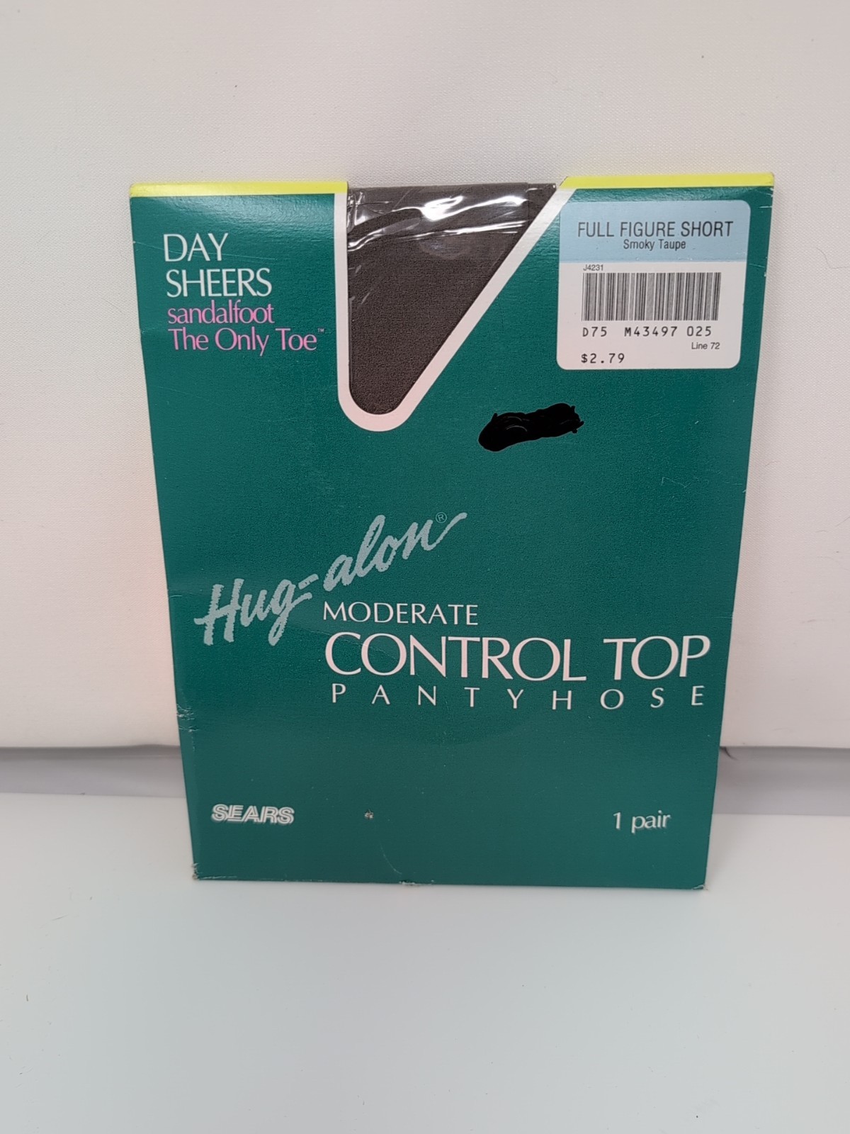 Vintage Sears Hug-alon Pantyhose Day Sheers Sandalfoot Full Figure Short Taupe