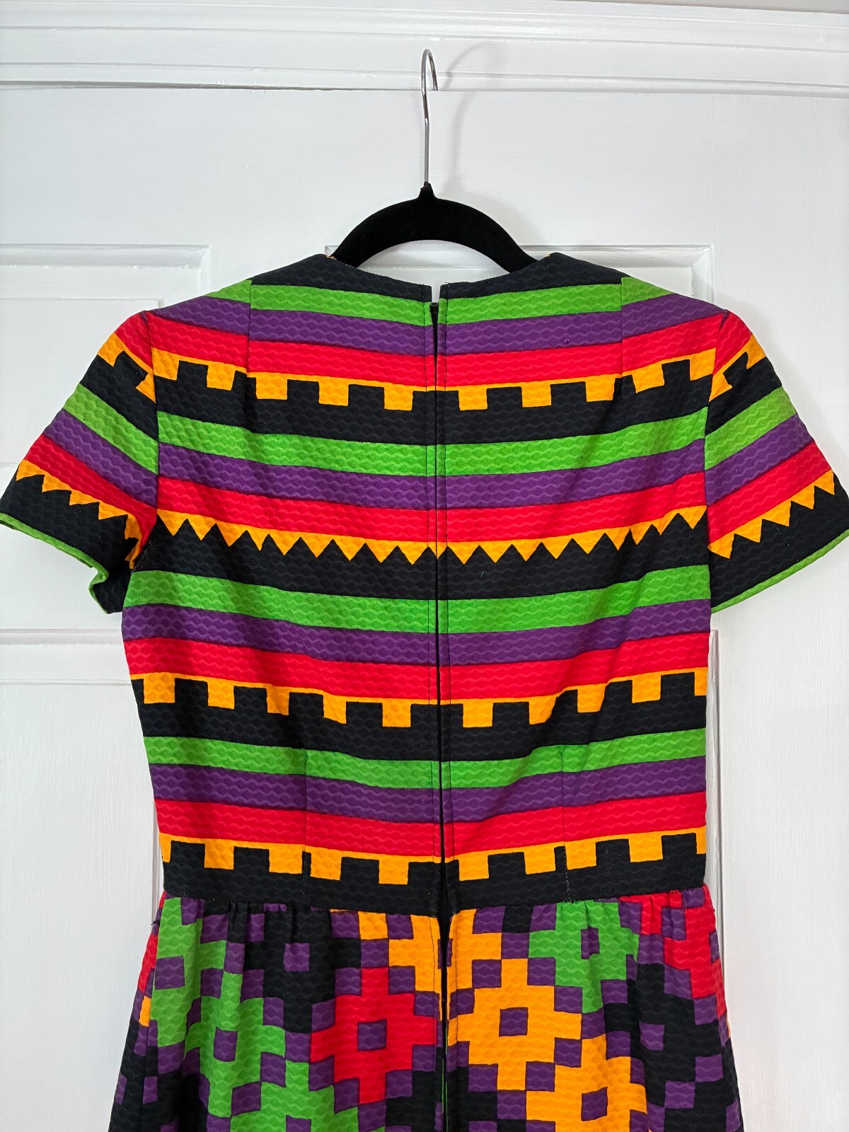 Excellent Cond 1970’s Lanvin geometric print maxi dress || vtg sz 8, modern 4/6
