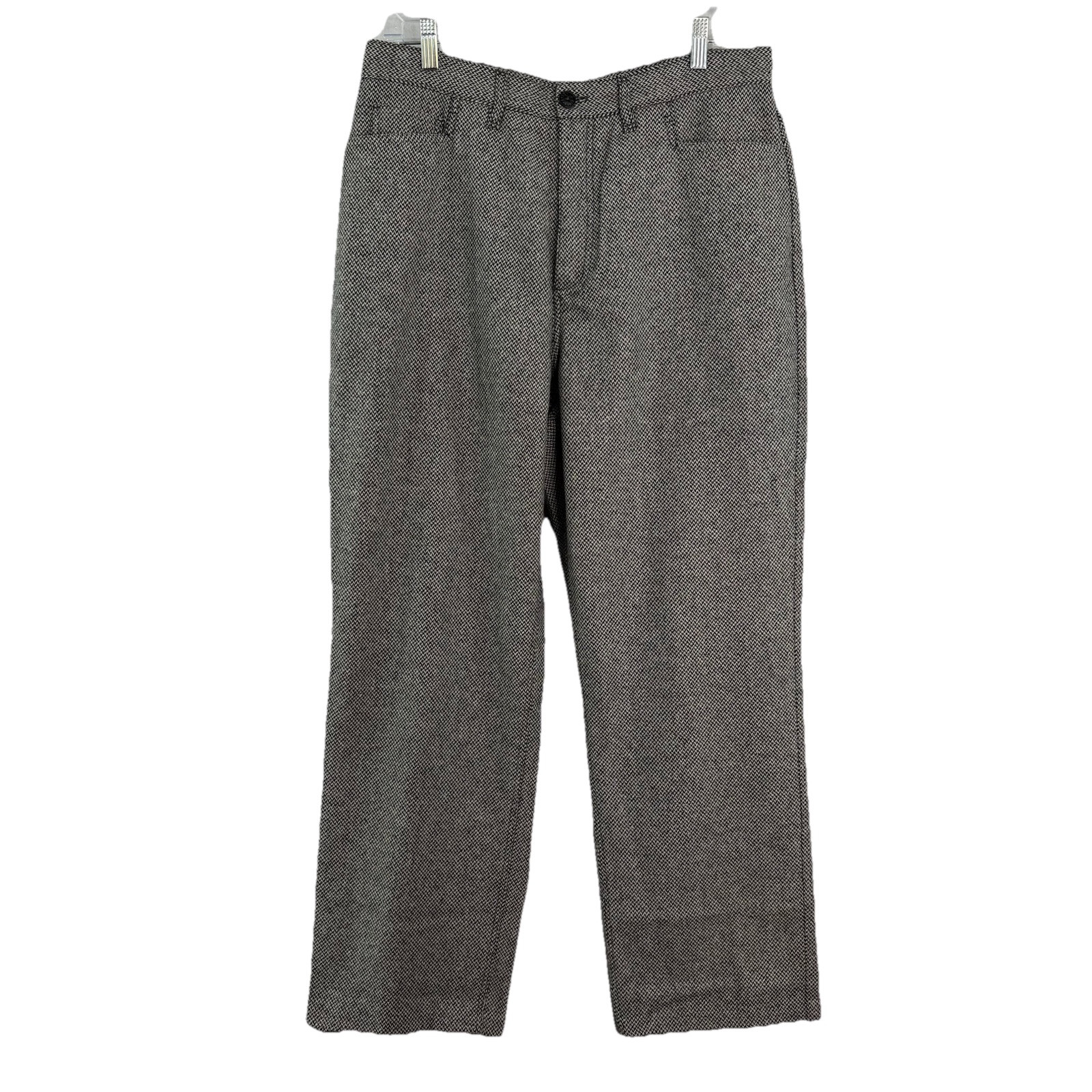 Vintage L.L. Bean Women’s Size 16 Gray Herringbone Virgin Wool Silk Trouser Pats