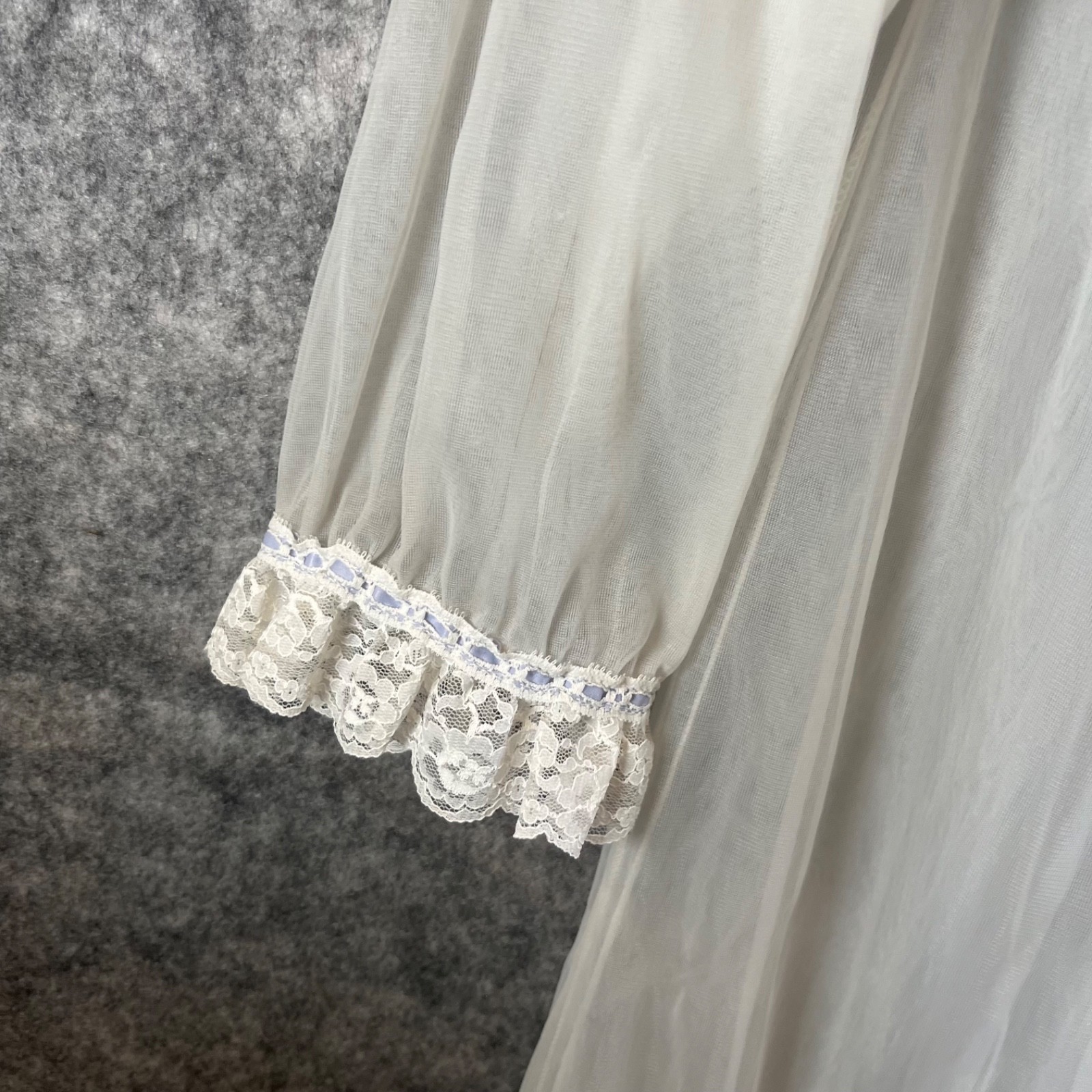 VTG DreamAway White Sheer Double Layer White Full Length Lace Robe Peignoir Sz S