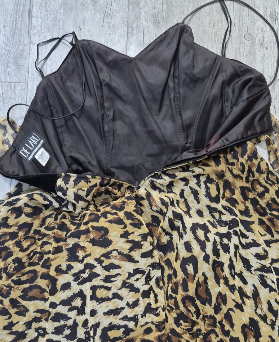 Vintage De Laru By Linda Bernell Velvet & Animal print Full Skirt Dress – Size M